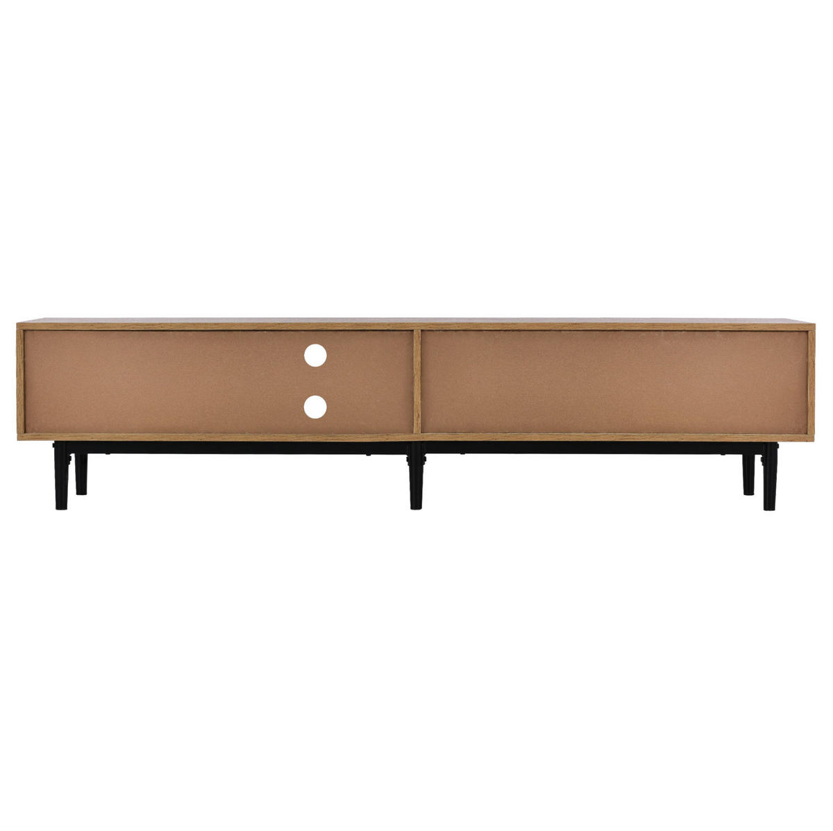 TV-LOWBOARD aus MDF 175x31x41 cm Helle Eiche/Schwarz mit LED-Beleuchtung und 3 Schrankfächern - Eichefarben, Holzwerkstoff (175/41/31cm) - IVMEU