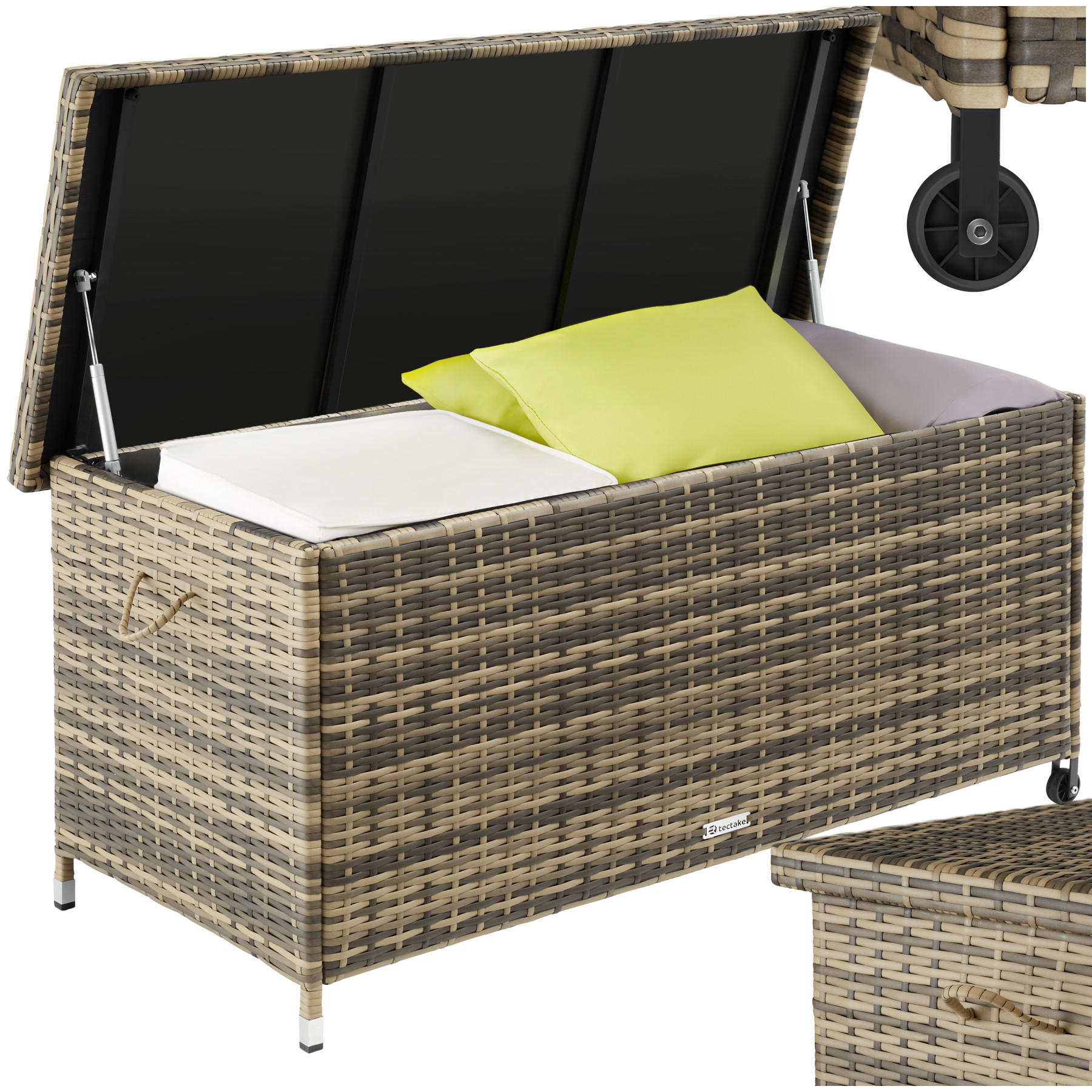AUFLAGENBOX Kiruna,121 x 56 x 60 cm,natur - Naturfarben, Kunststoff (56/60/121cm) - tectake