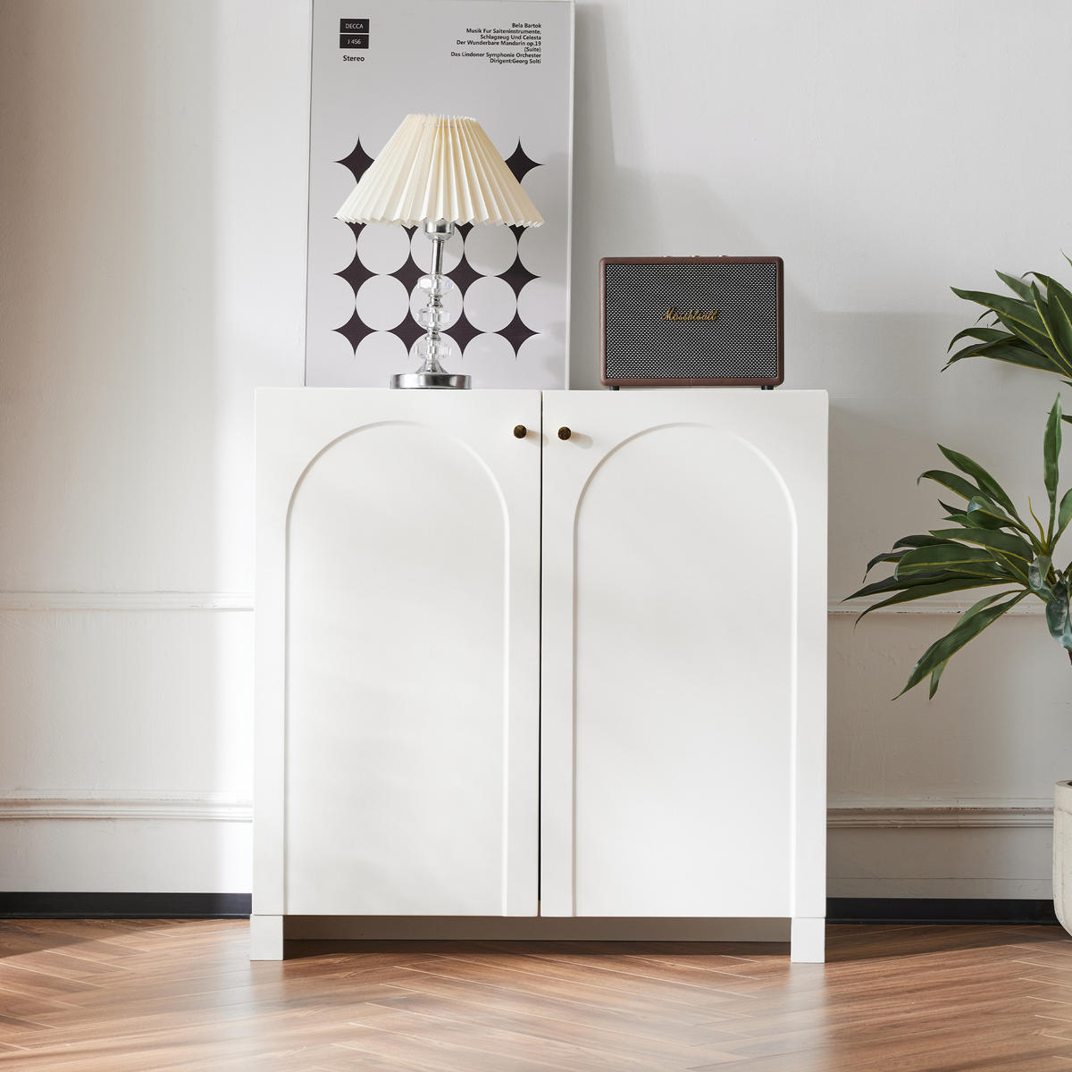 SIDEBOARD Kommode 2 Türen Creme-Weiß 80x40x80cm - Weiß, Holzwerkstoff (40/80/80cm) - FLIEKS