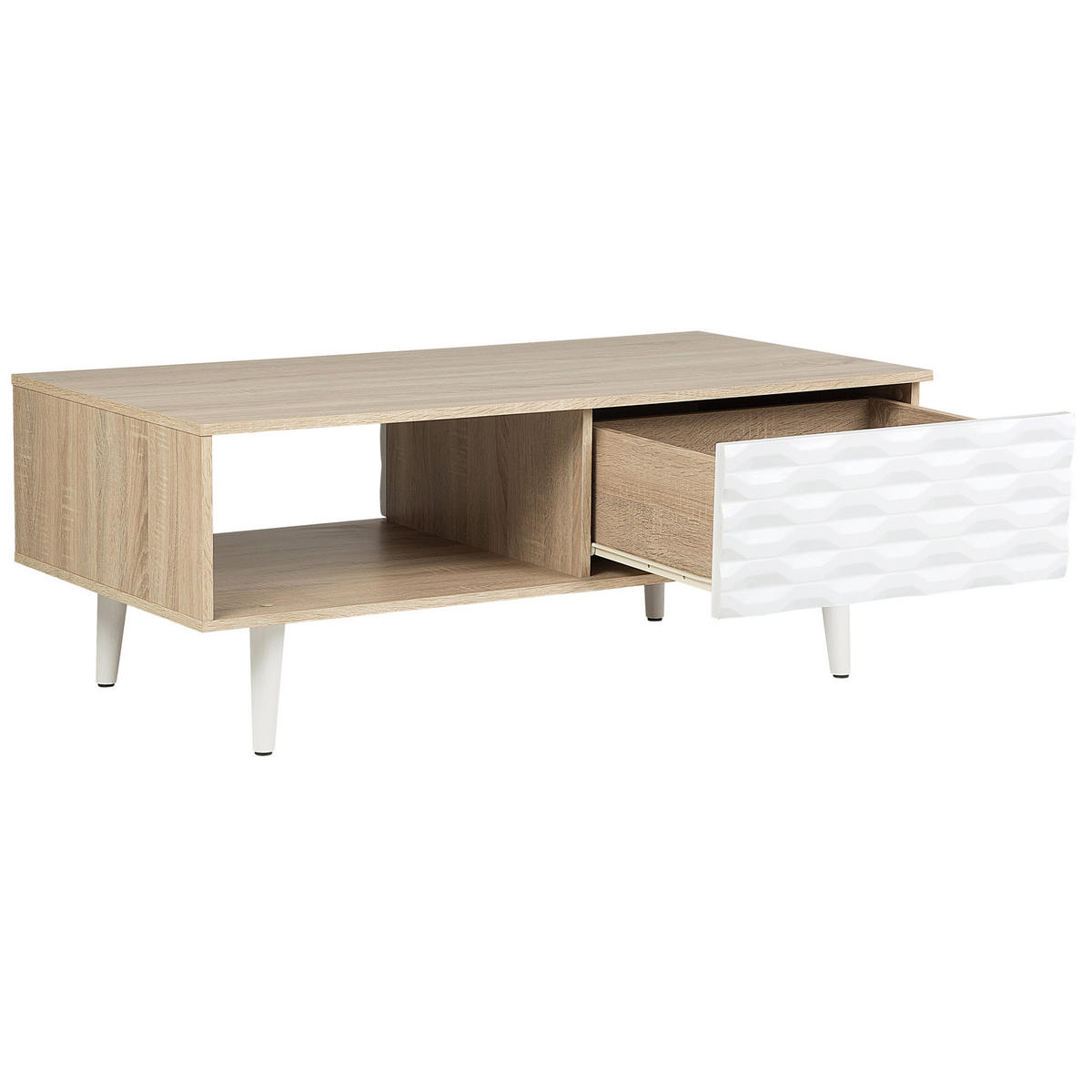 COUCHTISCH heller Holzfarbton/weiß rechteckig 60/120 cm Swansea - Hellbraun/Weiß, Holzwerkstoff (60/120/46cm) - Beliani
