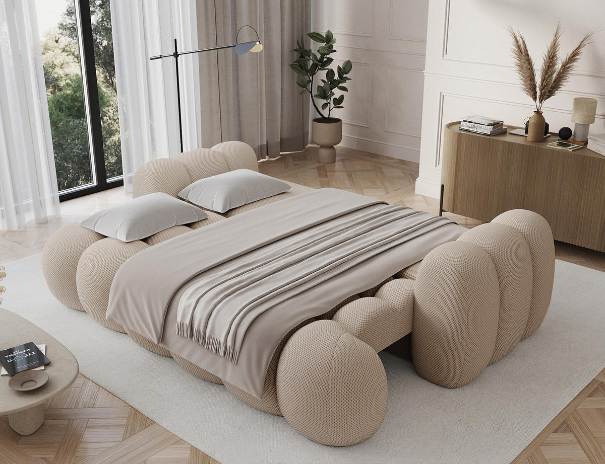 SOFA Elvento - Warmes beige (Calmora 18) - Sandfarben, Holzwerkstoff (256/105/119cm) - Möblo