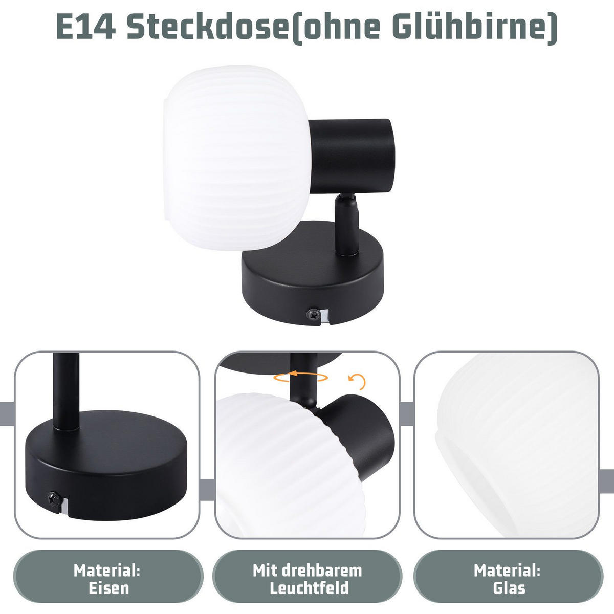 DECKENSTRAHLER Leuchtar 10/13/12.5 cm - Schwarz, Metall (12.5/10/13cm) - ZMH