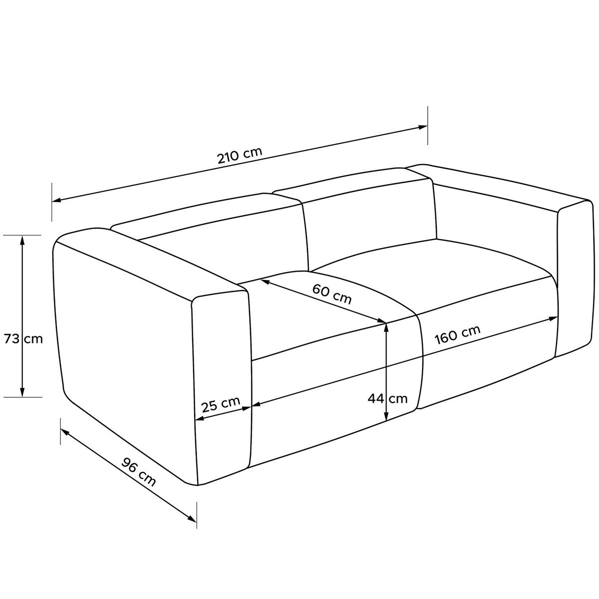 2-SITZER SOFA BUFFO, Hellbeige - Beige, Holz/Holzwerkstoff (210/73/96cm) - KONSIMO®