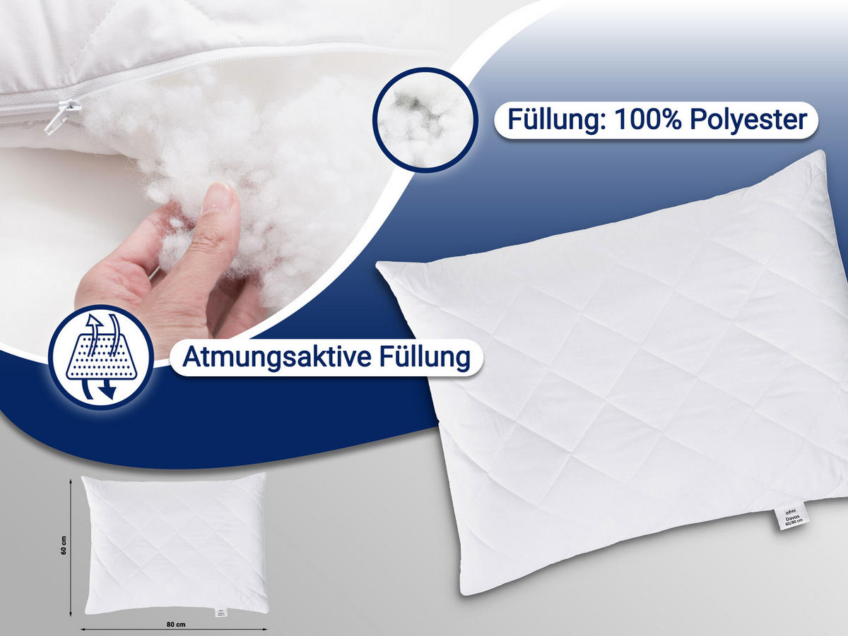 KISSEN, 60x80 cm, 50% Polyester, 50% Baumwolle, Weiß - Weiß, Textil (60/80cm) - Zollner