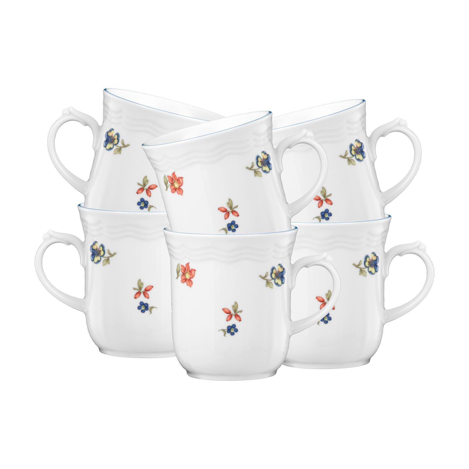 HENKELBECHER Sonate Nostalgie weiß 290 ml 6er Set - Weiß, Keramik (0.29L) - Seltmann Weiden