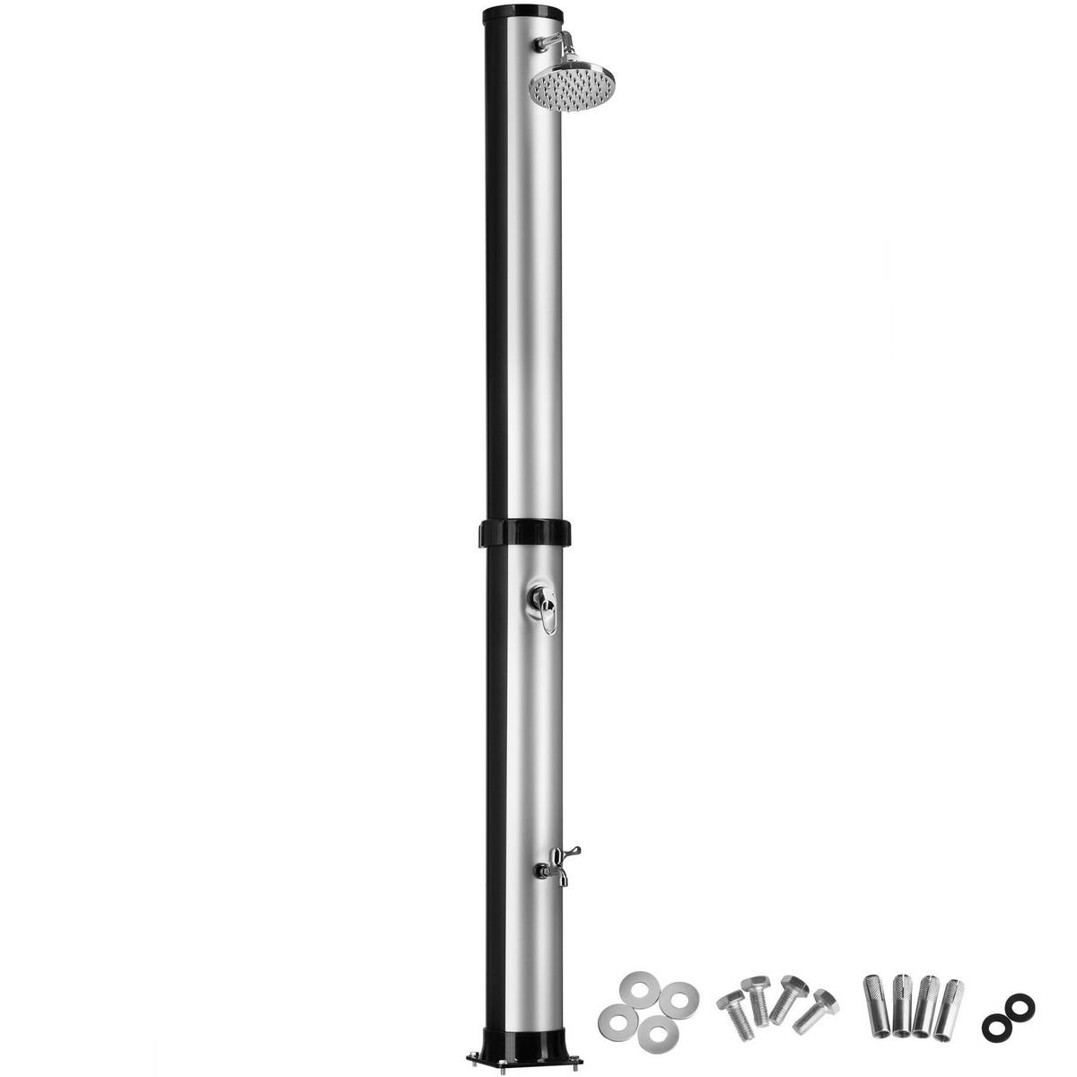 SOLARDUSCHE Orinoco,inklusive Wasserhahn,schwarz/silber - Silberfarben/Schwarz, Kunststoff (19.5/222/47cm) - tectake