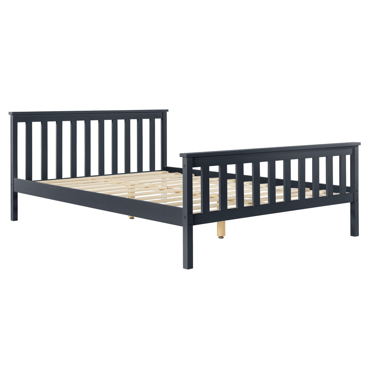 HOLZBETT mit Matratze - Dunkelgrau, Holz/Textil (180/200cm) - [en.casa]