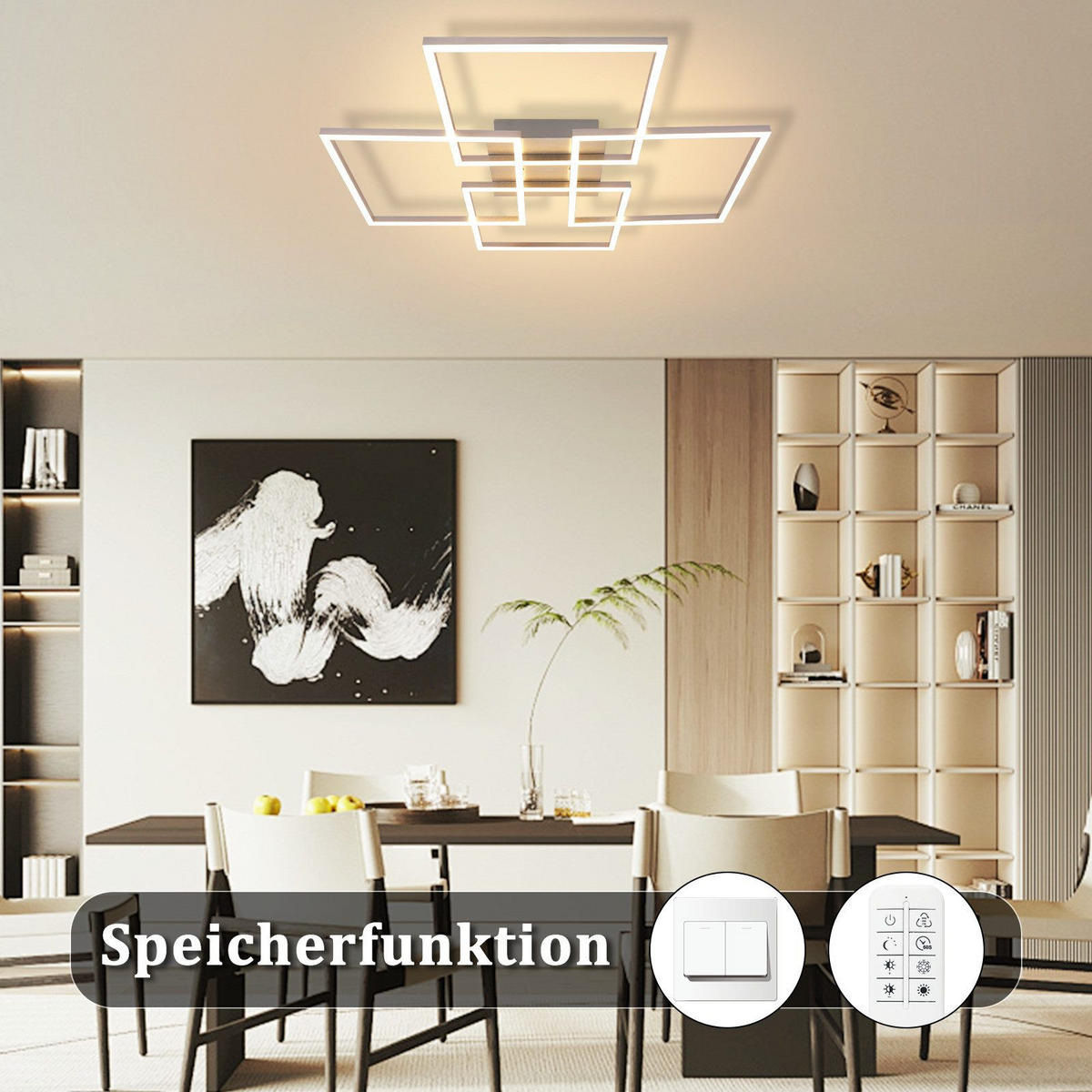 LED-DECKENLEUCHTE Marable 72.4/72.4/7.3 cm - Silberfarben, Metall (72.4/72.4/7.3cm) - Nettlife