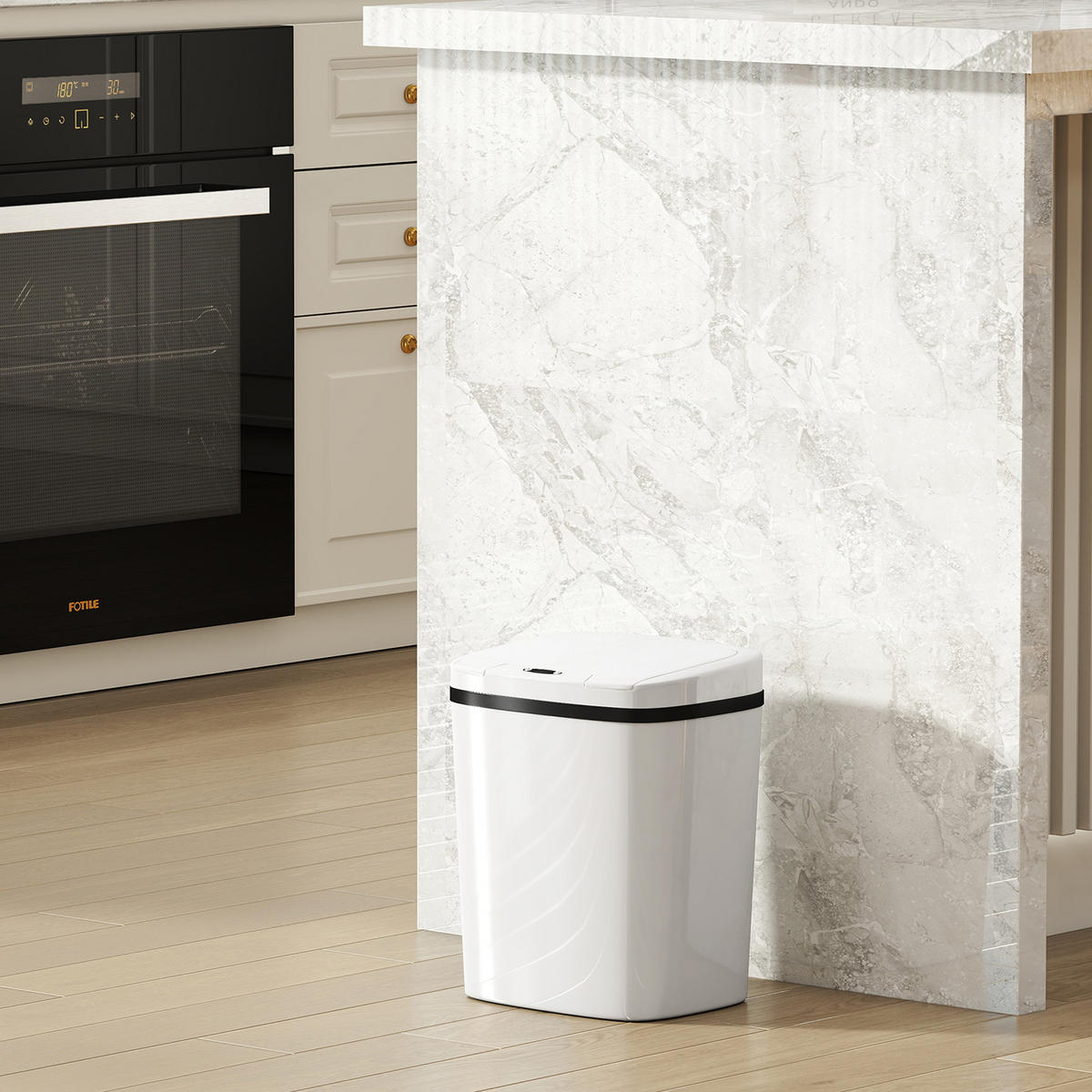 MÜLLEIMER DE-17666 automatisch mit Sensor, 15L Weiß - Weiß, Kunststoff (21.4/33.5/27.6cm) - ComfortXL