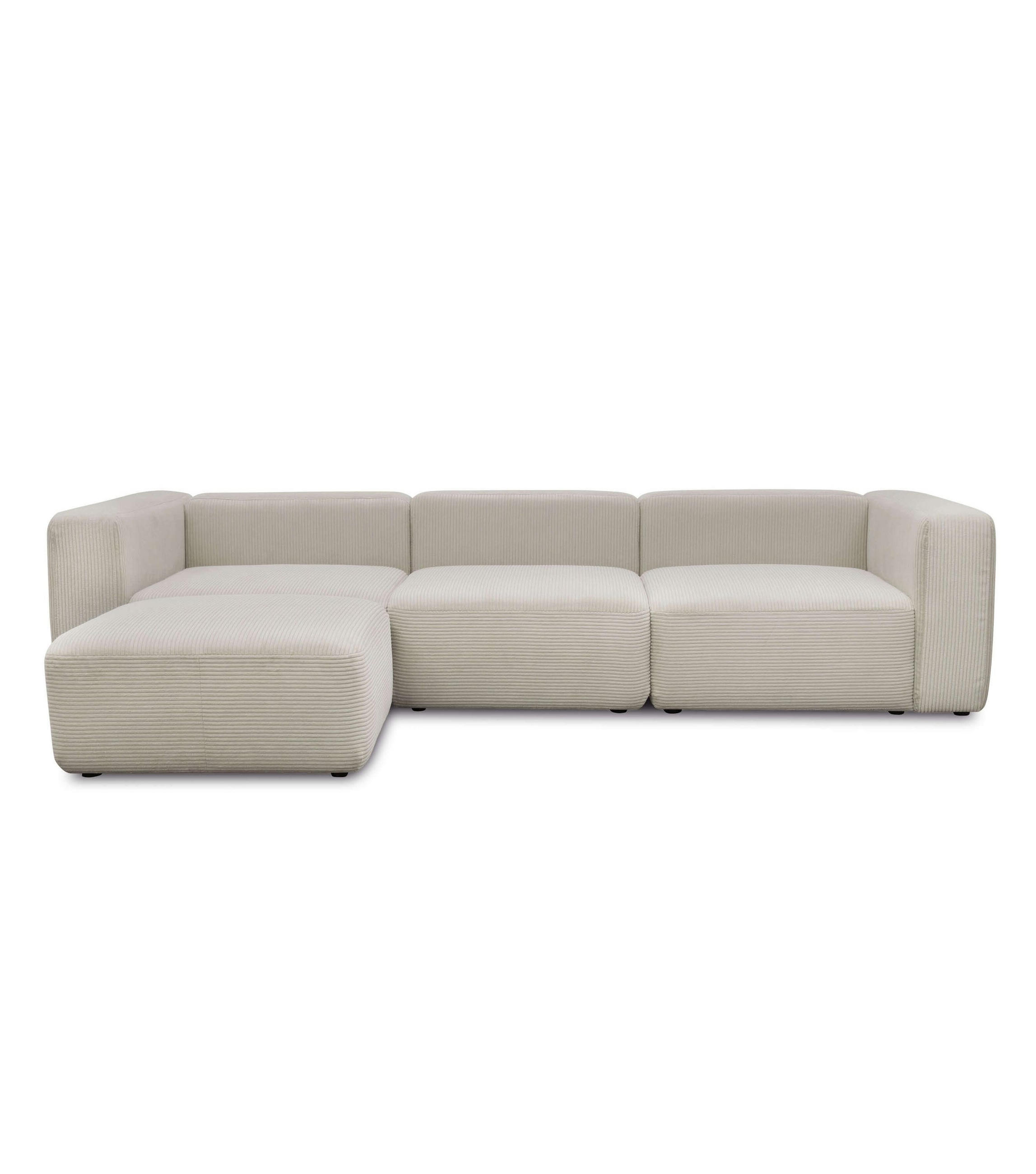 SOFA modular Cubo 4-Sitzer inkl. Hocker - Taupe, Textil (314/201cm) - Mokebo