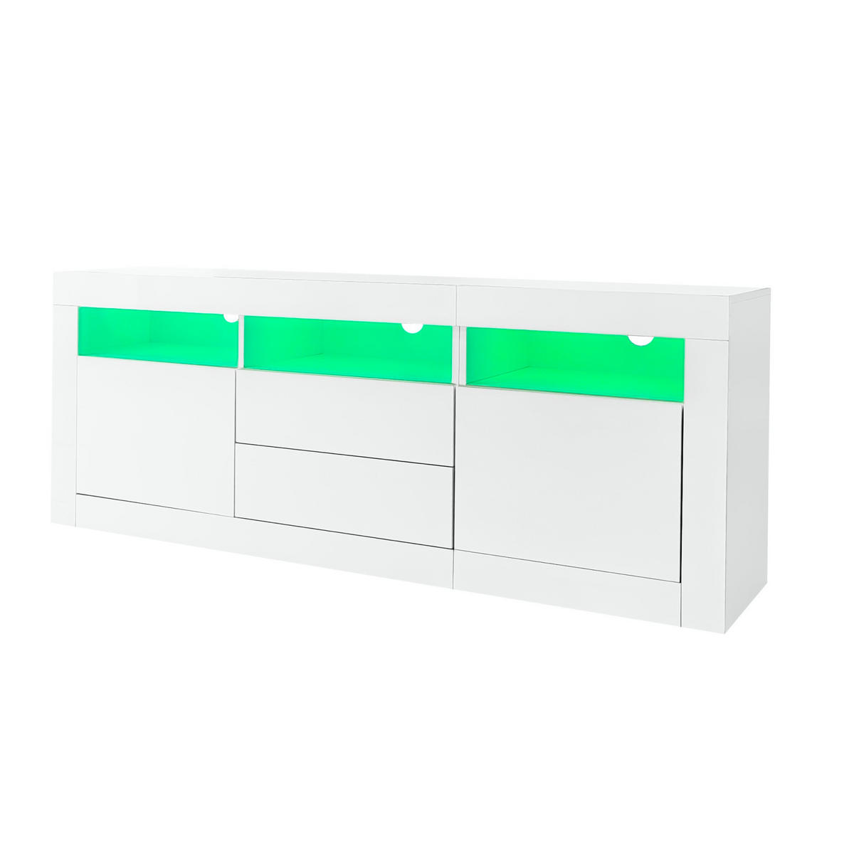 TV skrinka 160/35/60 cm biela s LED osvetlením a úložným priestorom z drevotriesky - biela, kompozitné drevo (160/60/35cm) - OKWISH