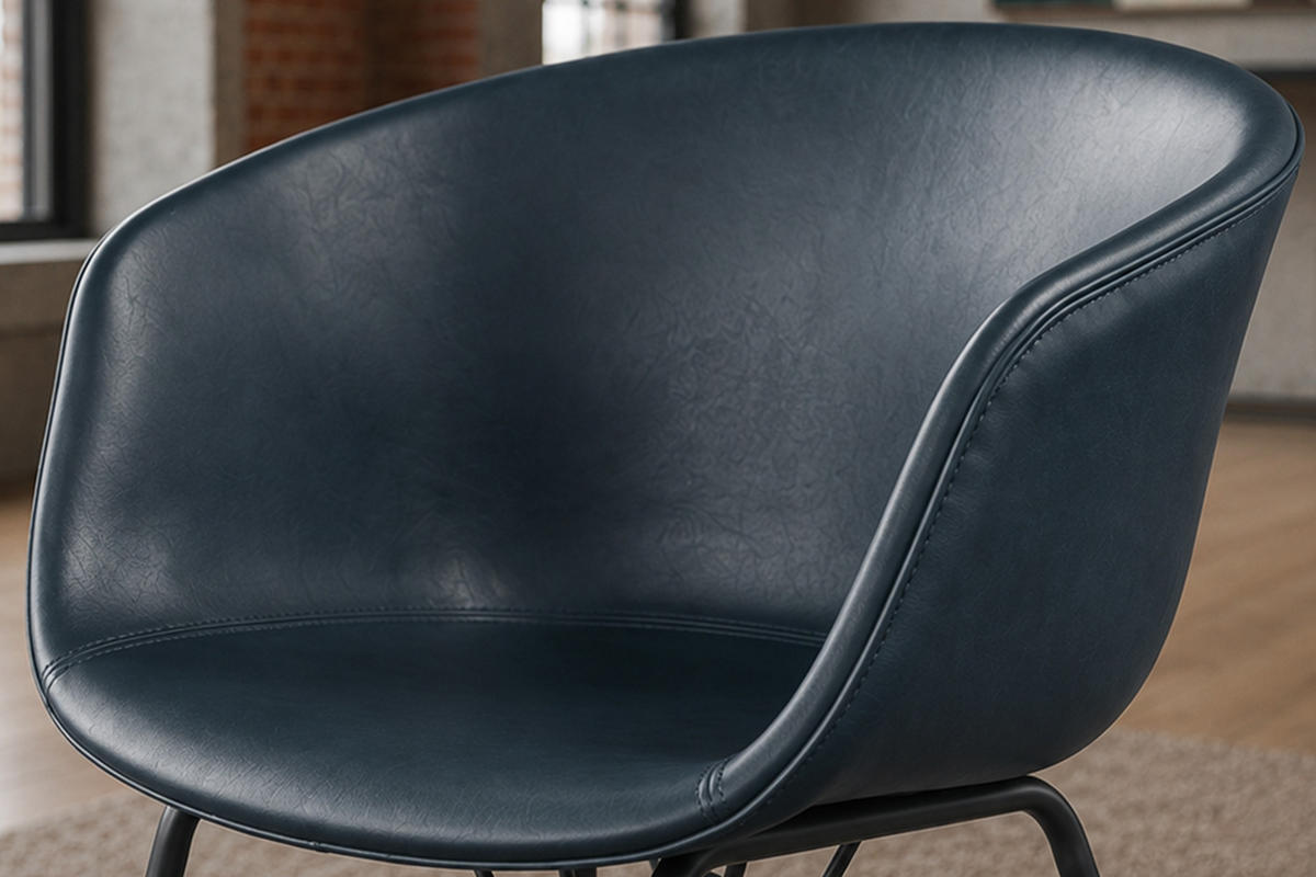 STUHL DANI Blau Kunstleder (4er-Set) - Blau/Silberfarben, Leder (60/79/180cm) - KAWOLA
