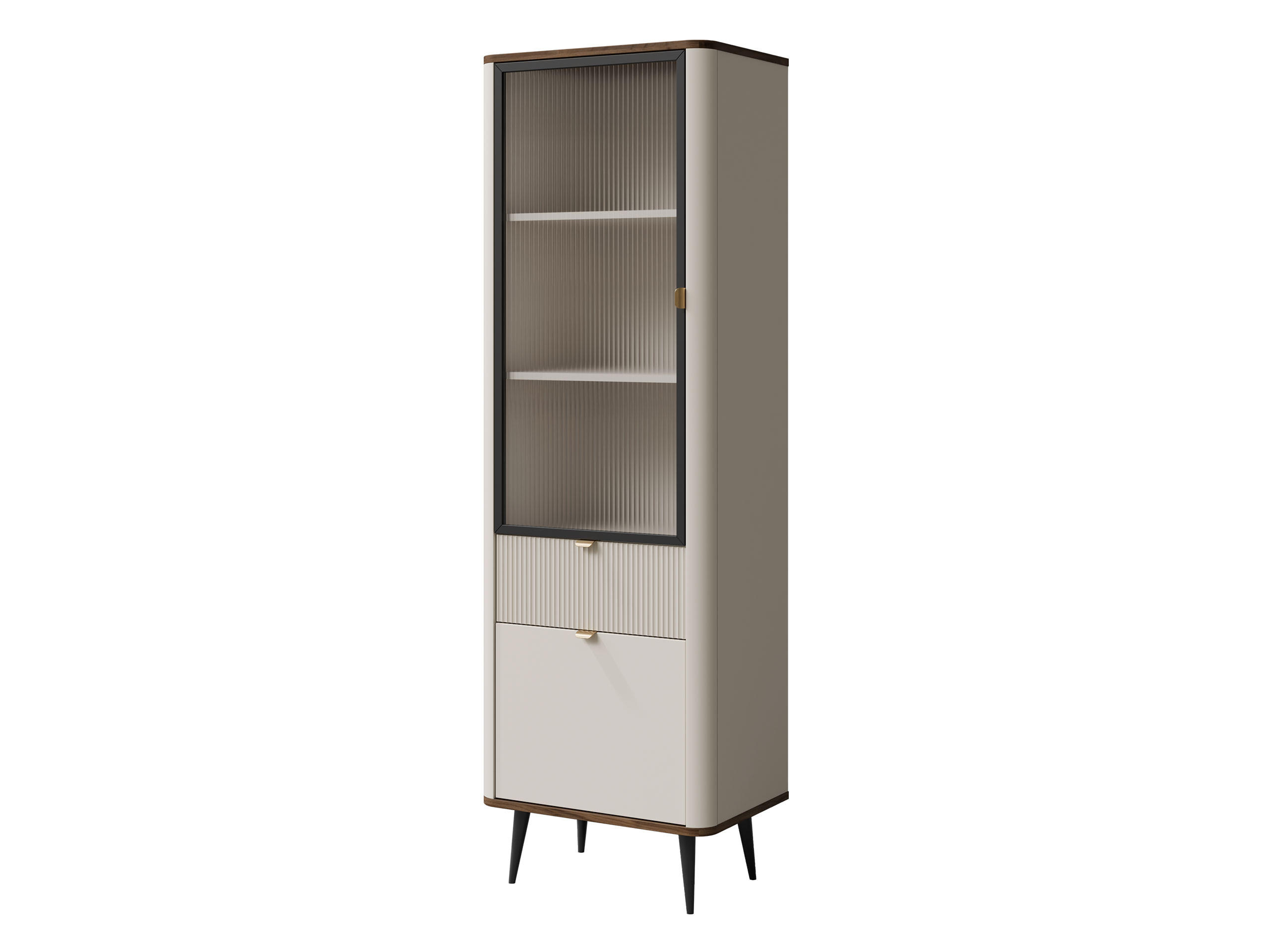 VITRINE Marly 1S1D1W RE03 - Kaschmir/Goldfarben, Holzwerkstoff/Metall (60/191/40cm) - MIRJAN24