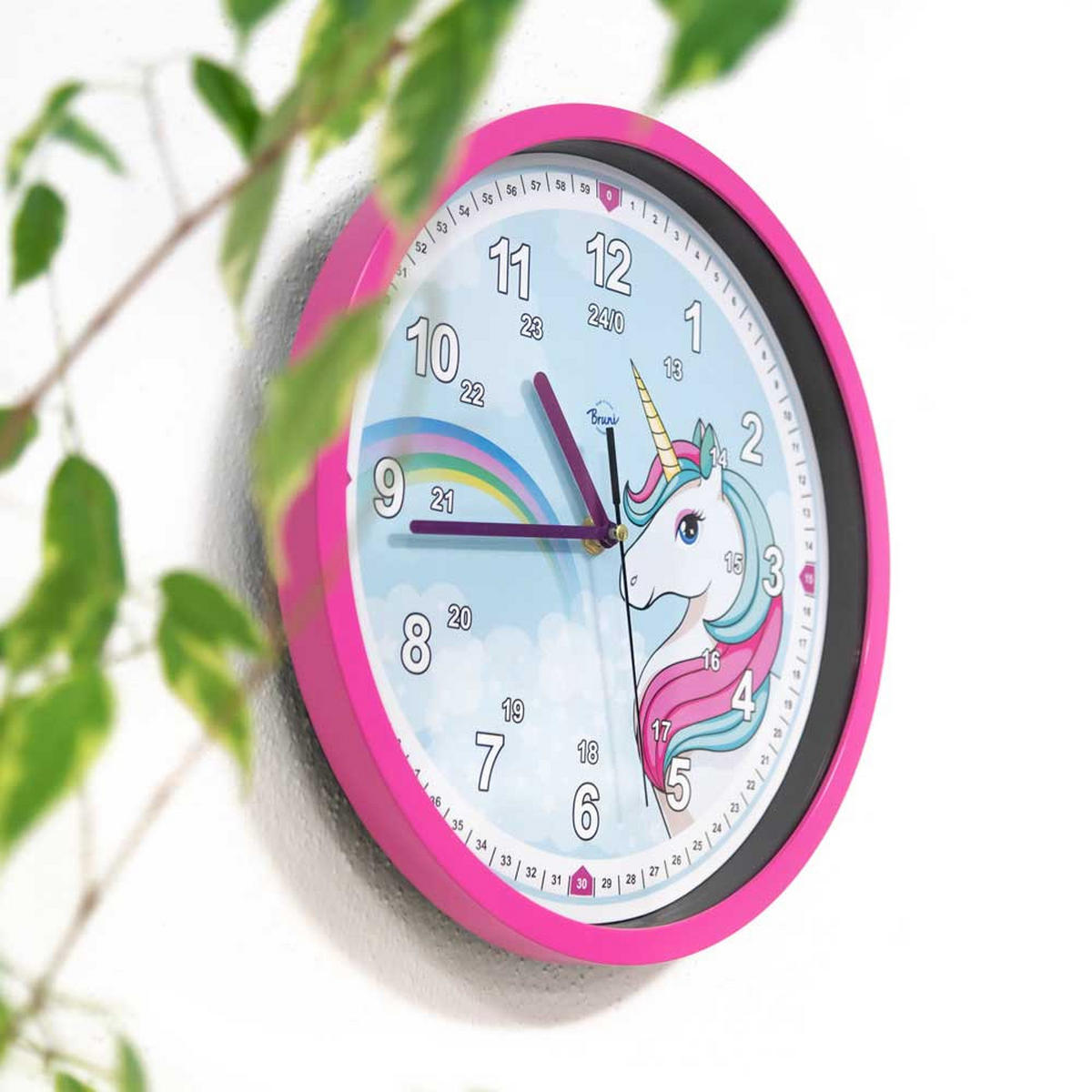 KINDERWANDUHR Einhorn - die Wanduhr für Kinder in Pink - Pink, Kunststoff (3.8/29/29cm) - Bruni