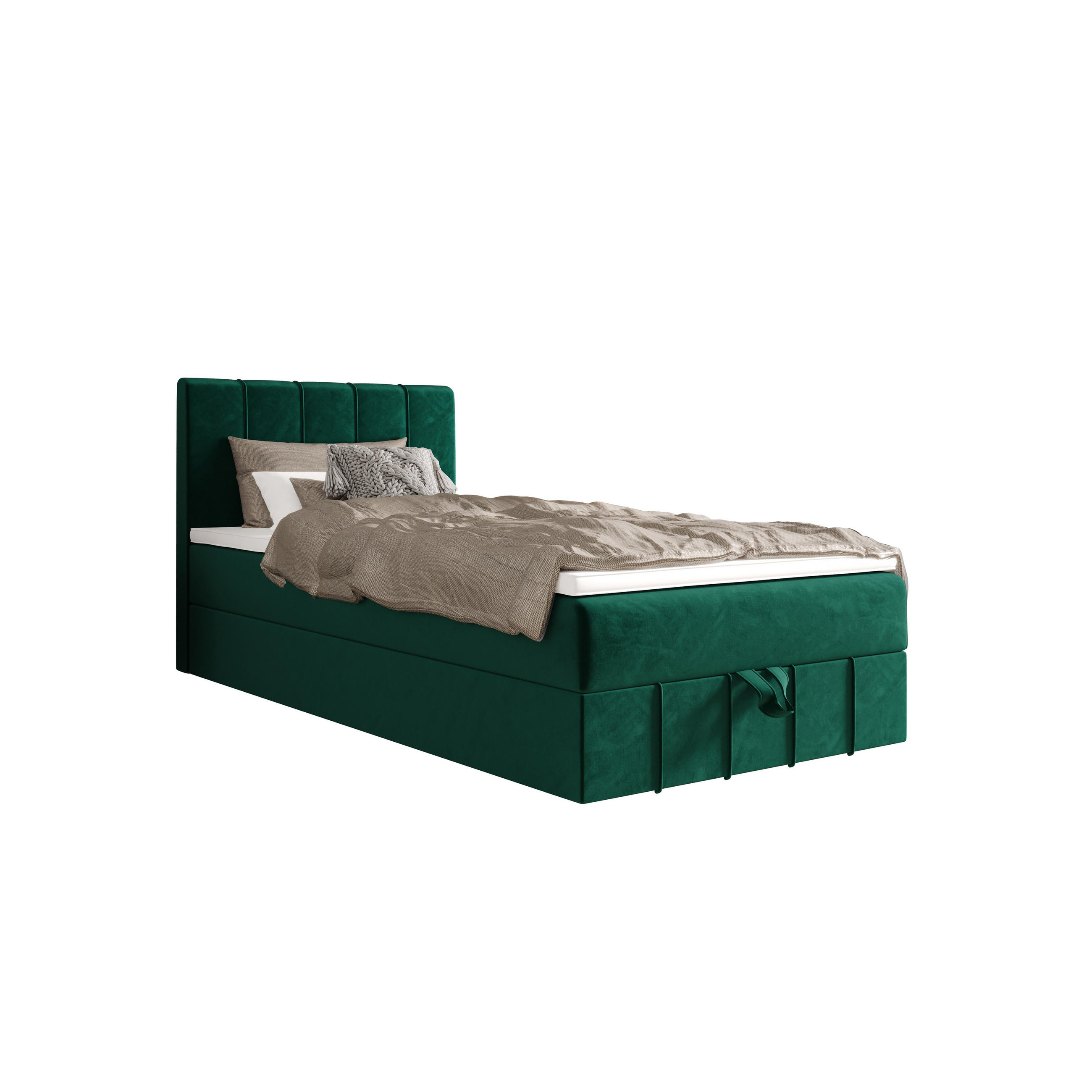 BOXBETT BAHAMA 120x200 Monolith 37, mit Matratze H3, Bonell und Topper, Grün - Grün, Holz/Kunststoff (120/200cm) - Bedante
