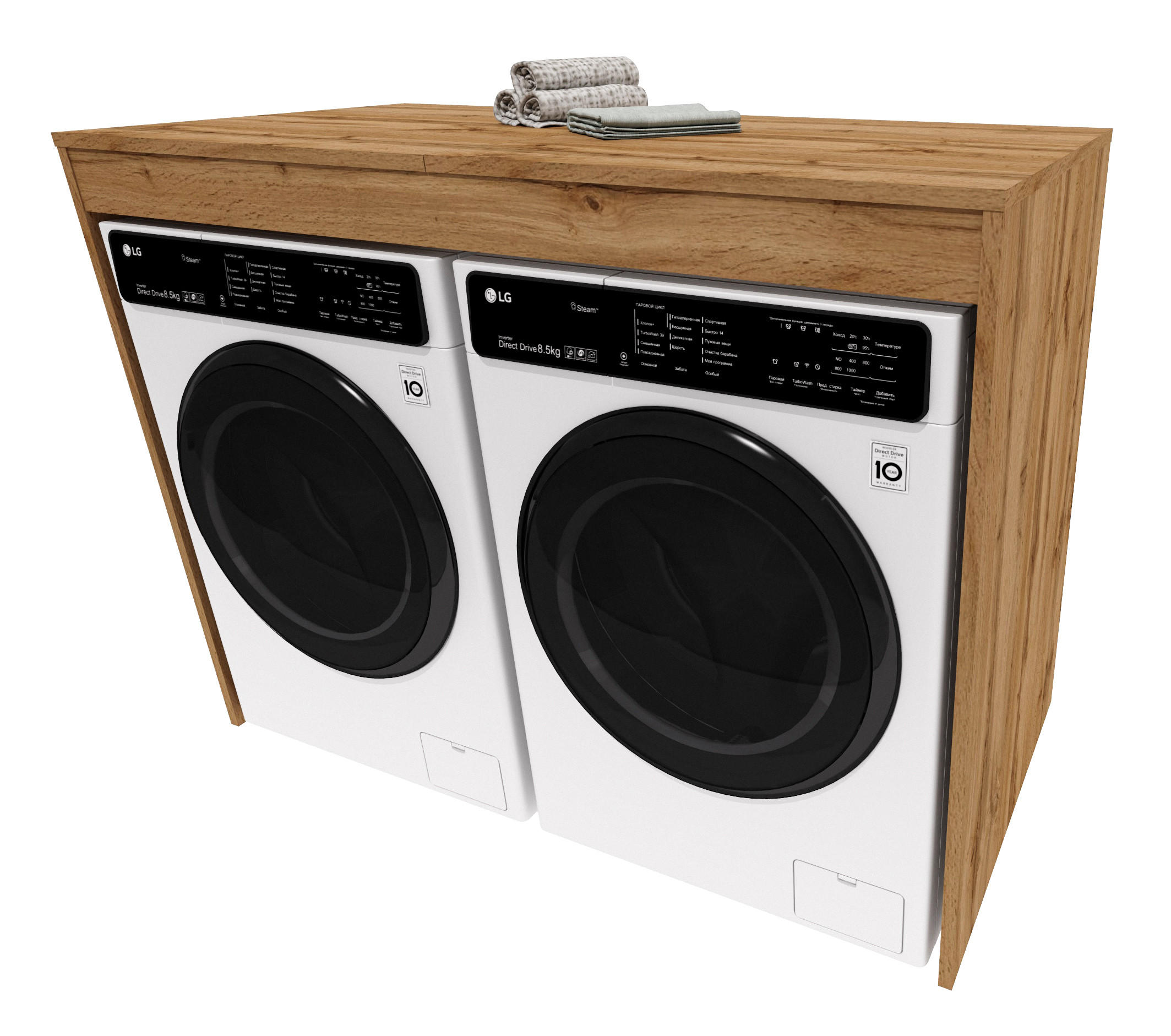 WASCHMASCHINENSCHRANK für Waschmaschine & Wäschetrockner Hellbraun 129/97/61 - Eiche Wotan, Holzwerkstoff (129/97/61cm) - RAUMHIRSCH FURNITURE