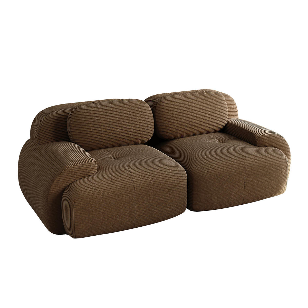 MODULÁRNÍ rohová pohovka z manšestrové látky hnědá bez rámu s měkkým polstrováním - hnědá, textil (103/75/208cm) - OKWISH