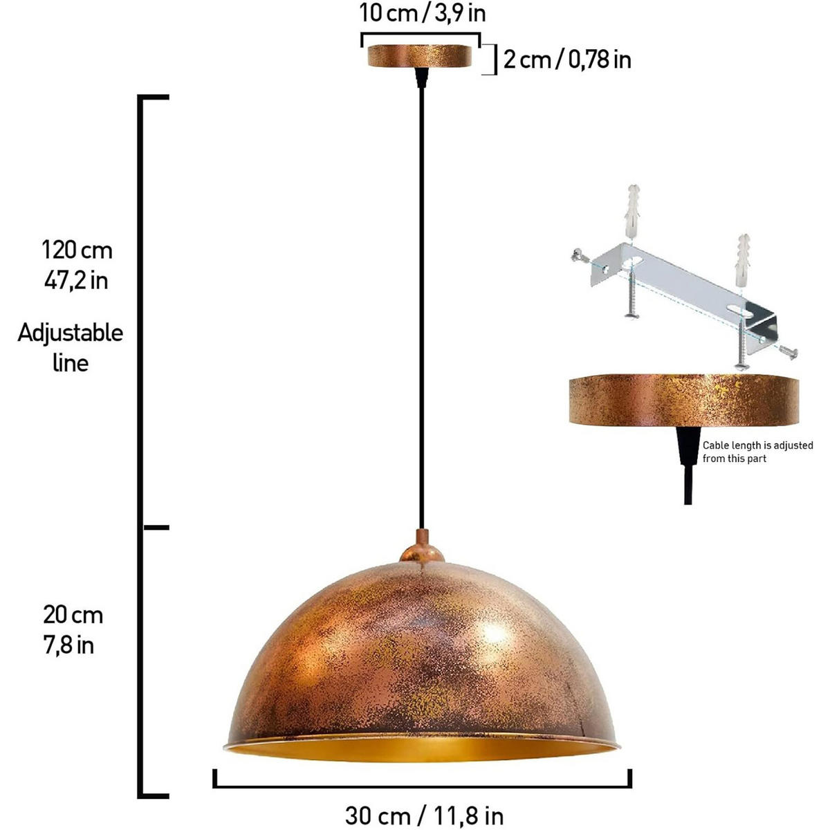 PENDELLEUCHTE Lipeo x2 30/20 - Goldfarben/Kupferfarben, Metall (30/20cm) - Bamyum