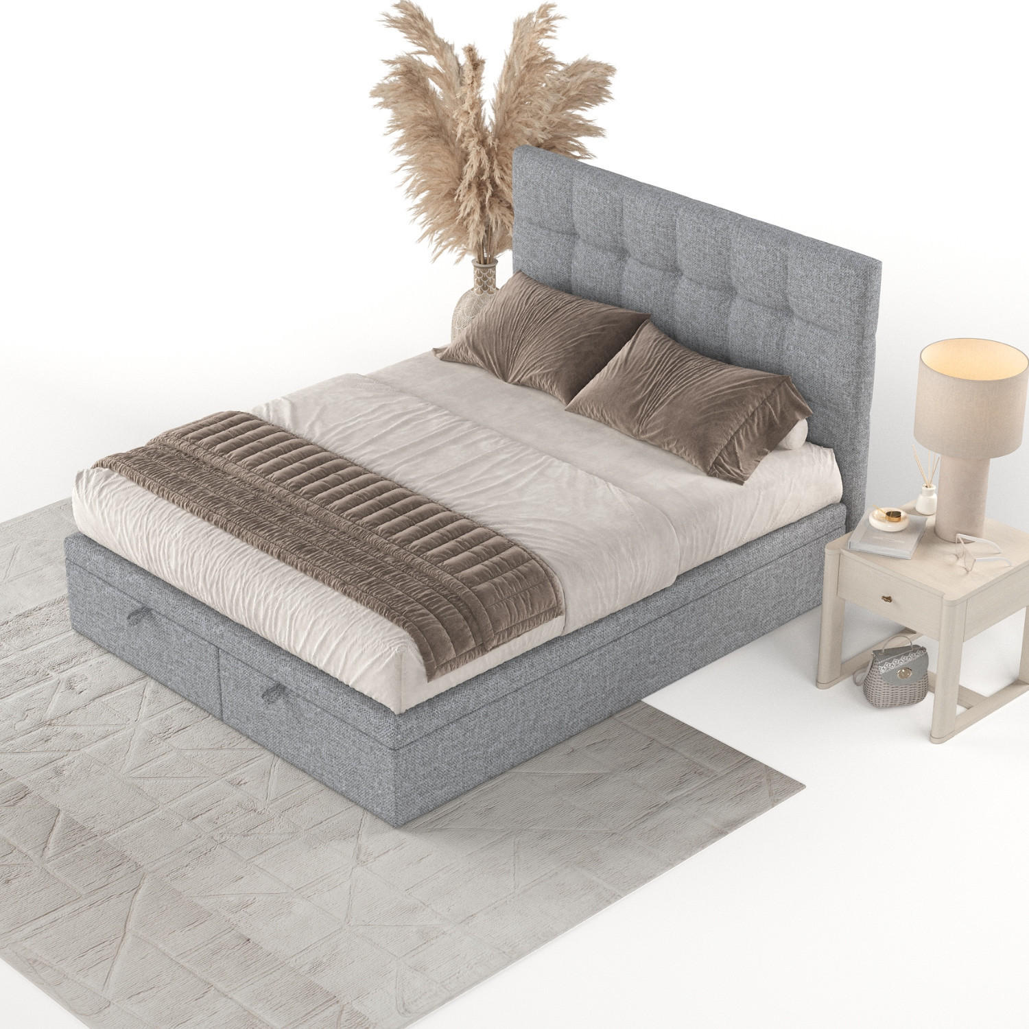 POLSTERBETT Guam mit Stauraum 200/200 cm Grau im Alta Stoff - Schwarz/Grau, Holz/Holzwerkstoff (200/200cm) - AltaBeds