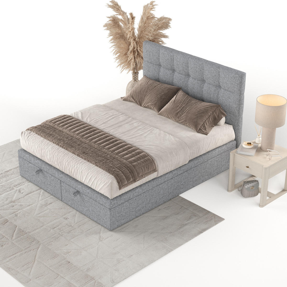 POLSTERBETT Guam mit Stauraum 140/200 cm Grau im Alta Stoff - Schwarz/Grau, Holz/Holzwerkstoff (140/200cm) - AltaBeds