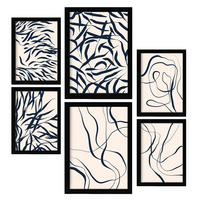 POSTER Set Mit 6 Formabstrakte Ästhetische Dekobilder Für Ihr Wohnzimmer, Schlafzimmer Oder Zuhause A3 & A4 Schwarzer Rahmen - Schwarz, Papier (29/3cm) - Nacnic