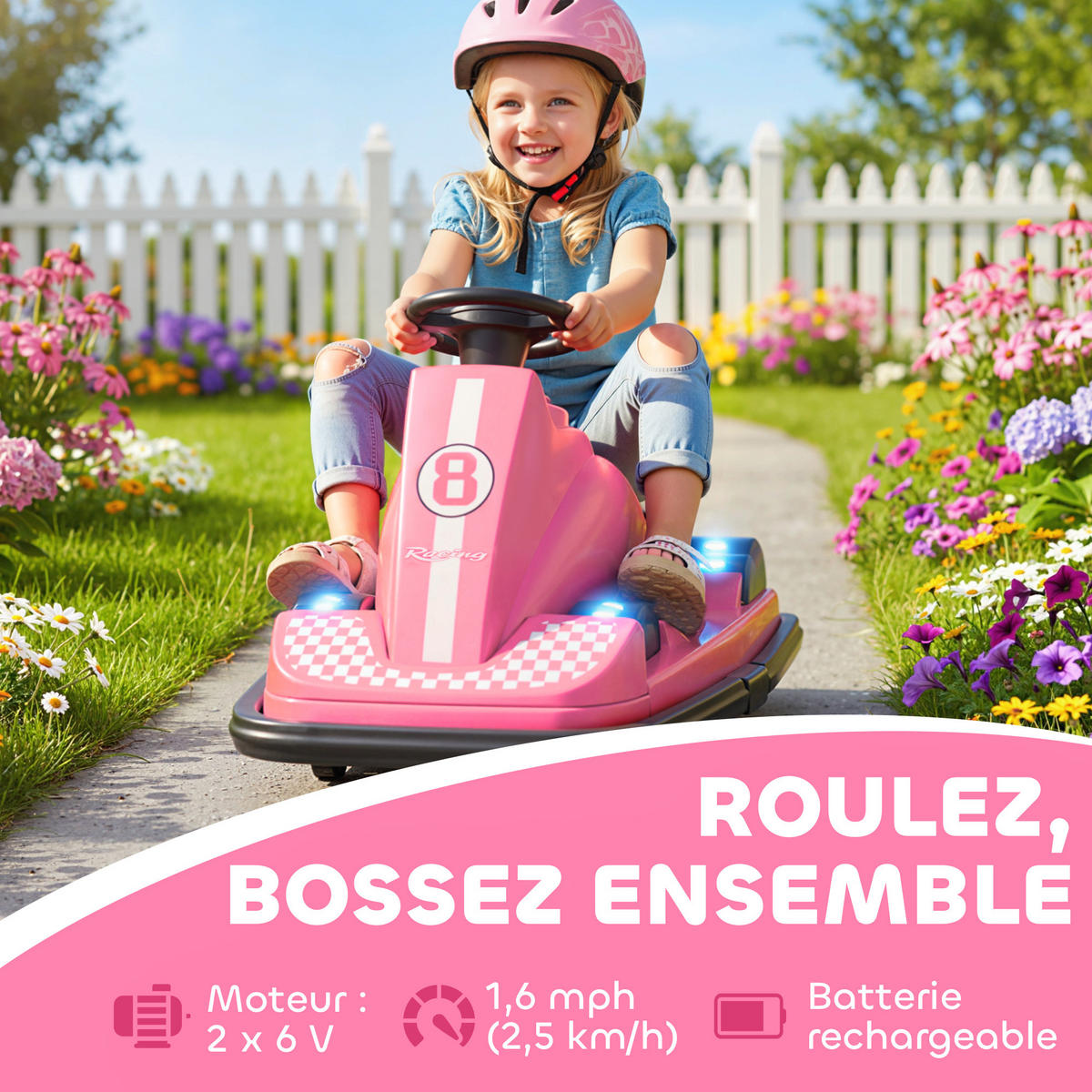 KINDER-AUTOSCOOTER DE-13163 360° Drehung Rosa - Pink, Metall (74/53/48cm) - ComfortXL