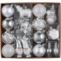 CHRISTBAUMKUGELN 40-teiliges Set Silber Weiß - Silberfarben, Kunststoff (9/9/9cm)