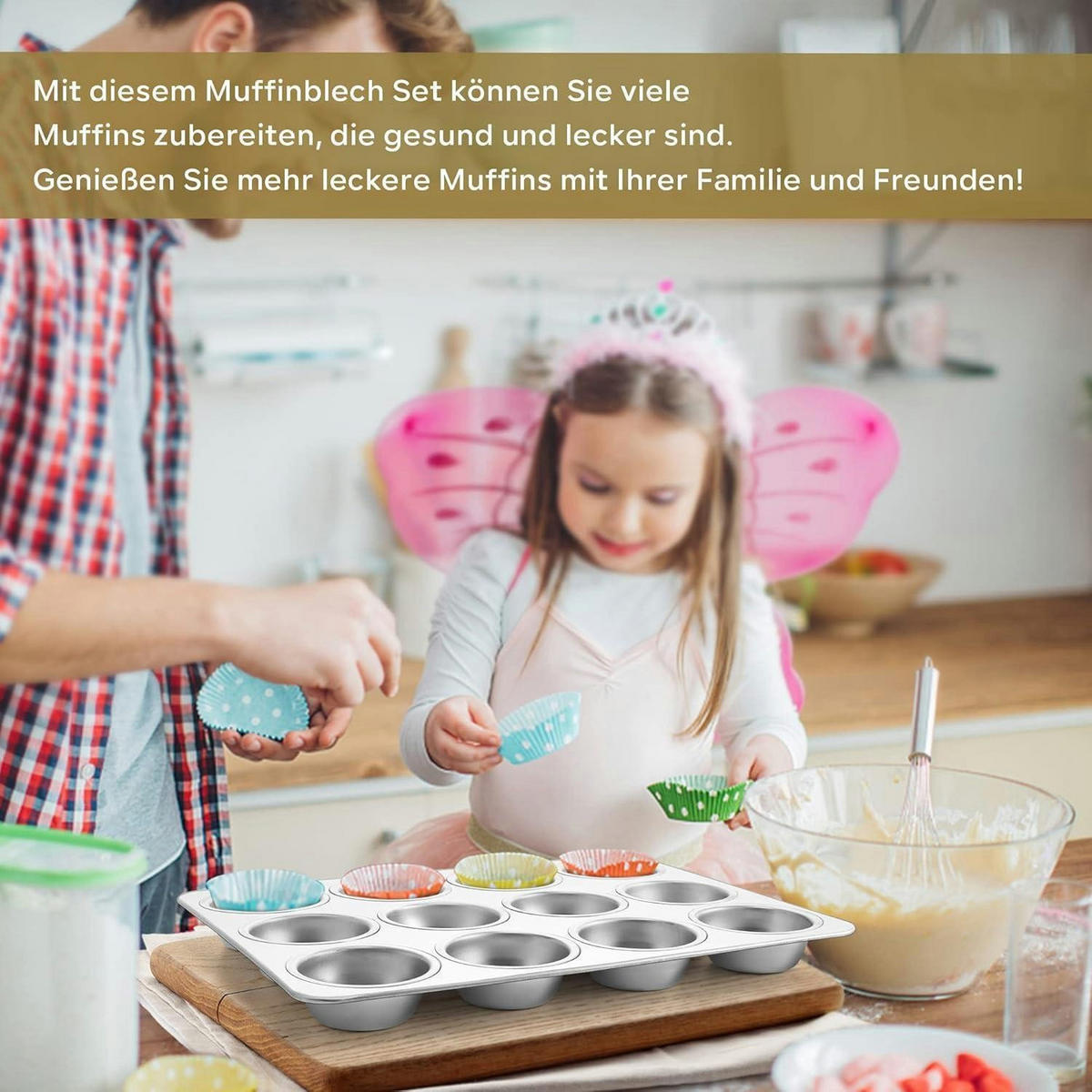 MUFFINBACKFORM 2er Set Edelstahl 12 Mulden 35 x 27 cm - Silberfarben, Metall (27/3/35cm)