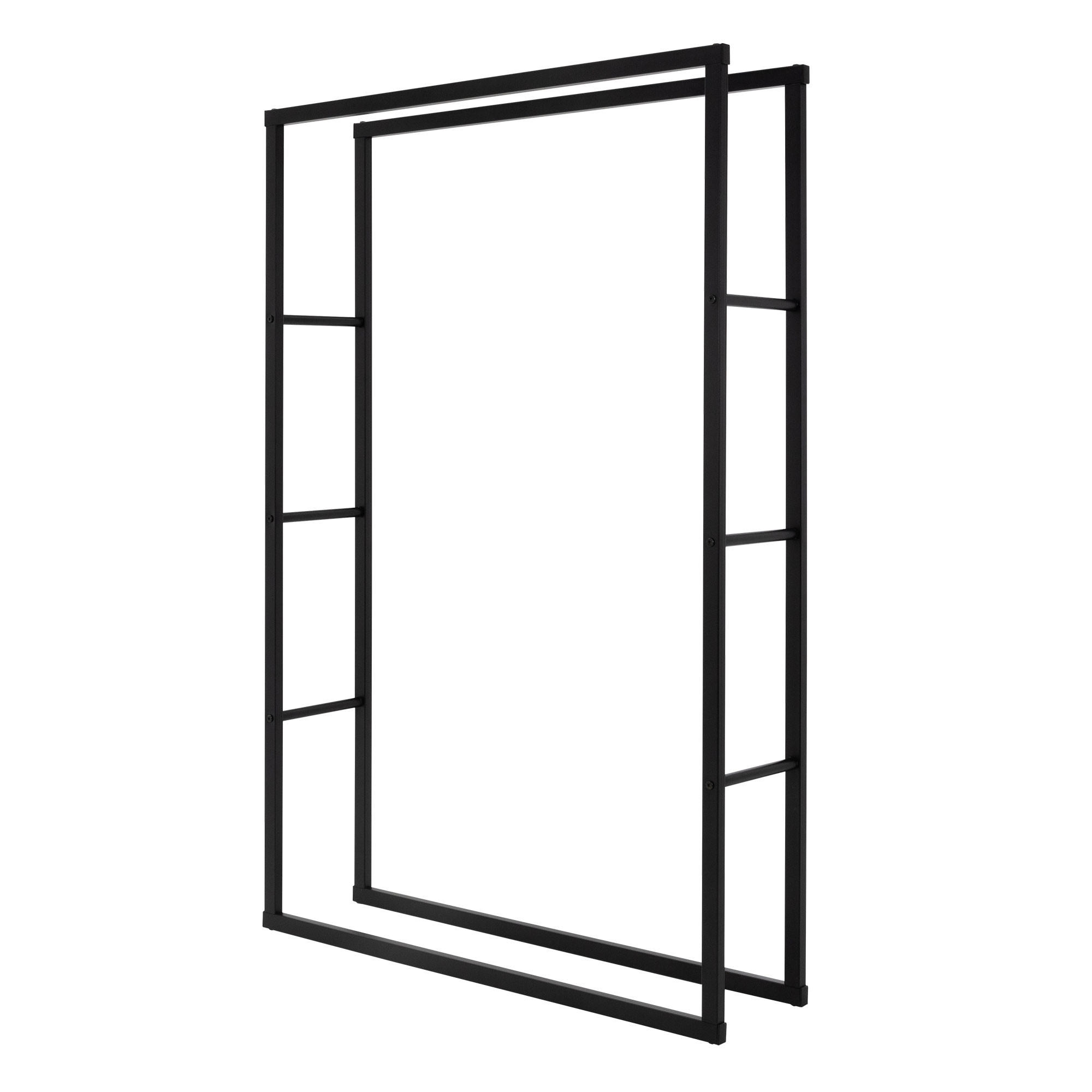 ML-DESIGN POLIČKA NA DŘEVO DO KRBU 100 x 150 x 25 cm, obdélníková, černá, kovová, pro vnitřní i venkovní použití