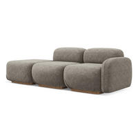 3-SITZER SOFA Links Chenille Stoff Grau - Taupe/Braun, Holz/Textil (258/73/95cm) - Makamii