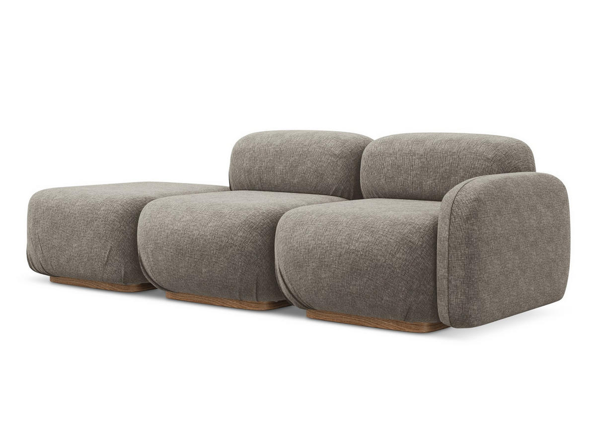 3-SITZER SOFA Links Chenille Stoff Grau - Taupe/Braun, Holz/Textil (258/73/95cm) - Makamii