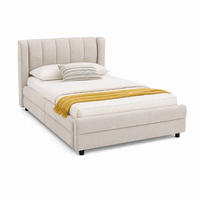 BETT mit Schubladen und USB 90x200 cm Chenille Beige - Beige, Holz (90/200cm) - Meubliv