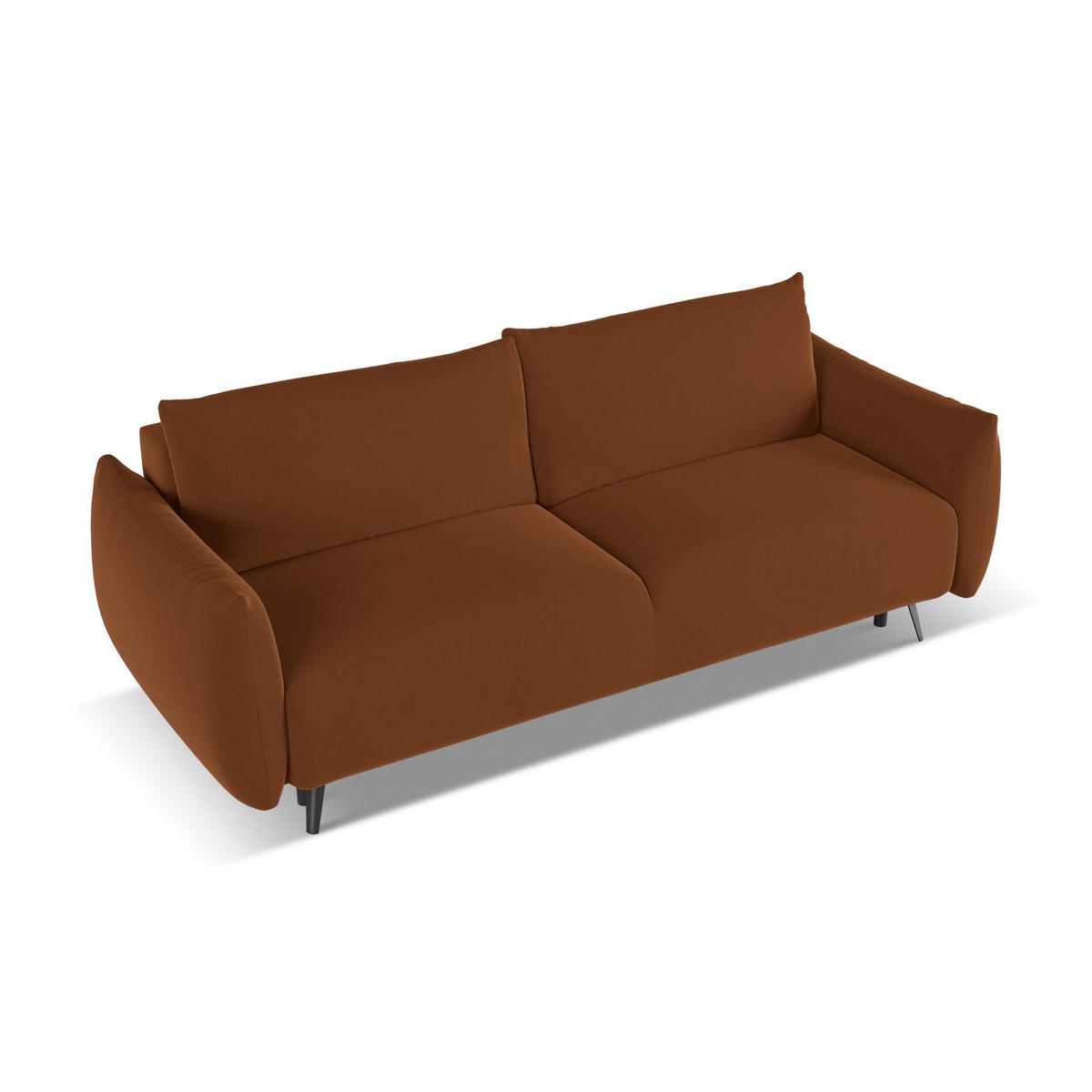 3-SITZER SOFA mit Schlaffunktion Samt Stoff Orange - Terracotta/Schwarz, Textil/Metall (230/86/105cm) - LaMiaSofa
