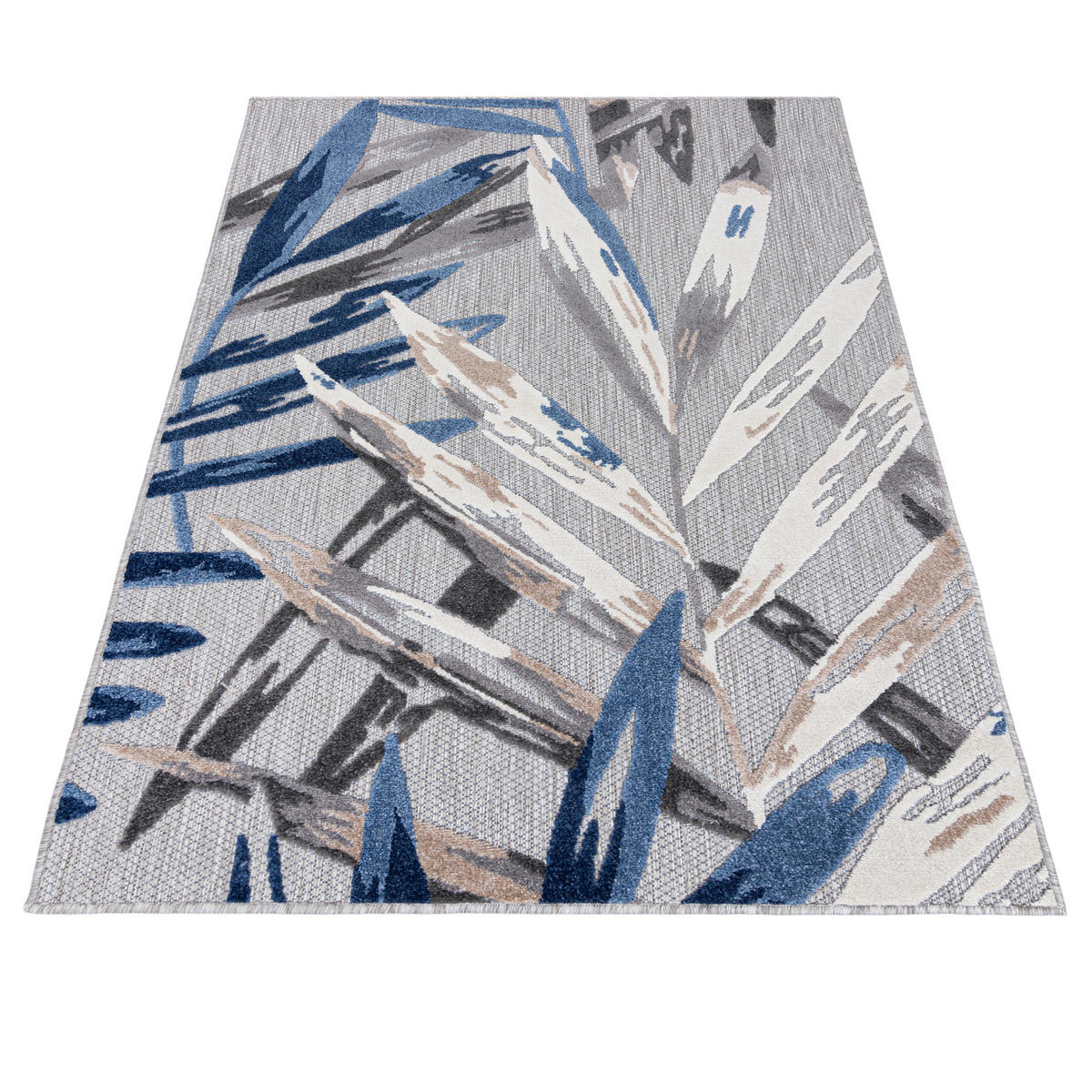 TEPPICH Outdoor Blue Pflanzlich Kurzflor Rechteckig Grey - 80x150 cm - Hellgrau, Textil (80/150cm) - Mazovia