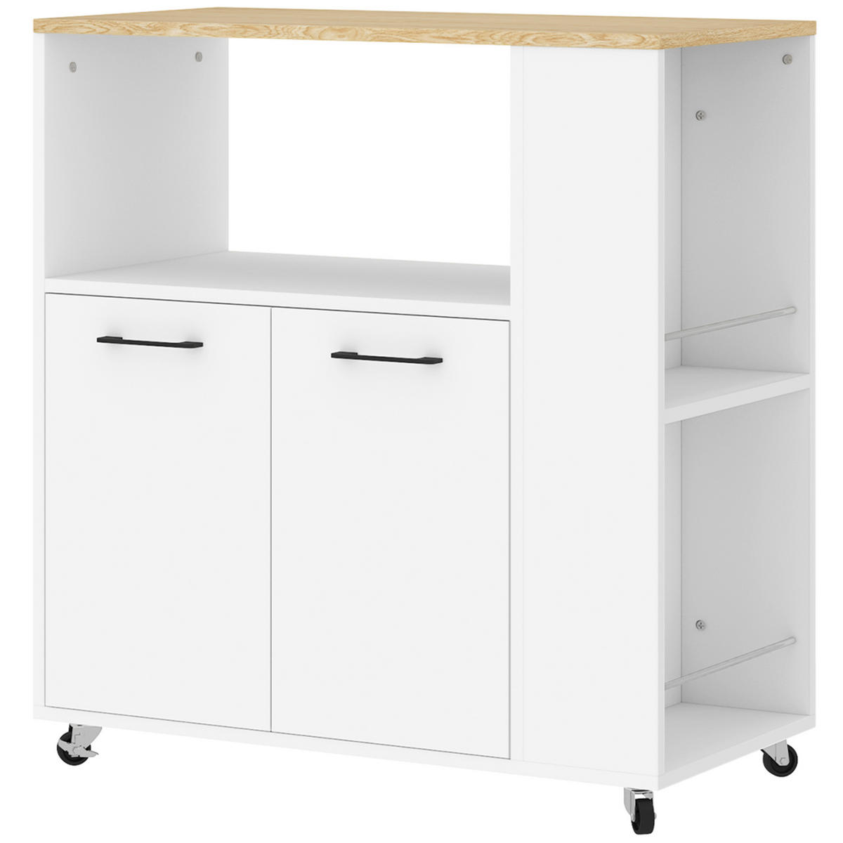 KÜCHENWAGEN, Holz-Wagen mit Schrank, 75 x 40 x 80,5 cm, Eiche Weiß - Multicolor, Metall (75/80.5/40cm) - FORIOUS