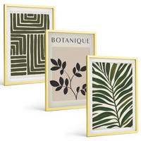 BILDER SET 3er Set - 40x60 cm Goldrahmen - Botanischer Boho-Minimalismus - Goldfarben, Kunststoff (40/60cm) - TULUP