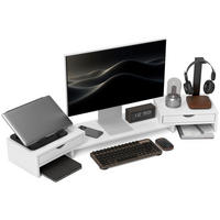 MONITORSTÄNDER DE-16700 ausziehbar 60-116 cm, 2 Schubladen, neigbar - Weiß, Holzwerkstoff (60/22/12cm) - ComfortXL