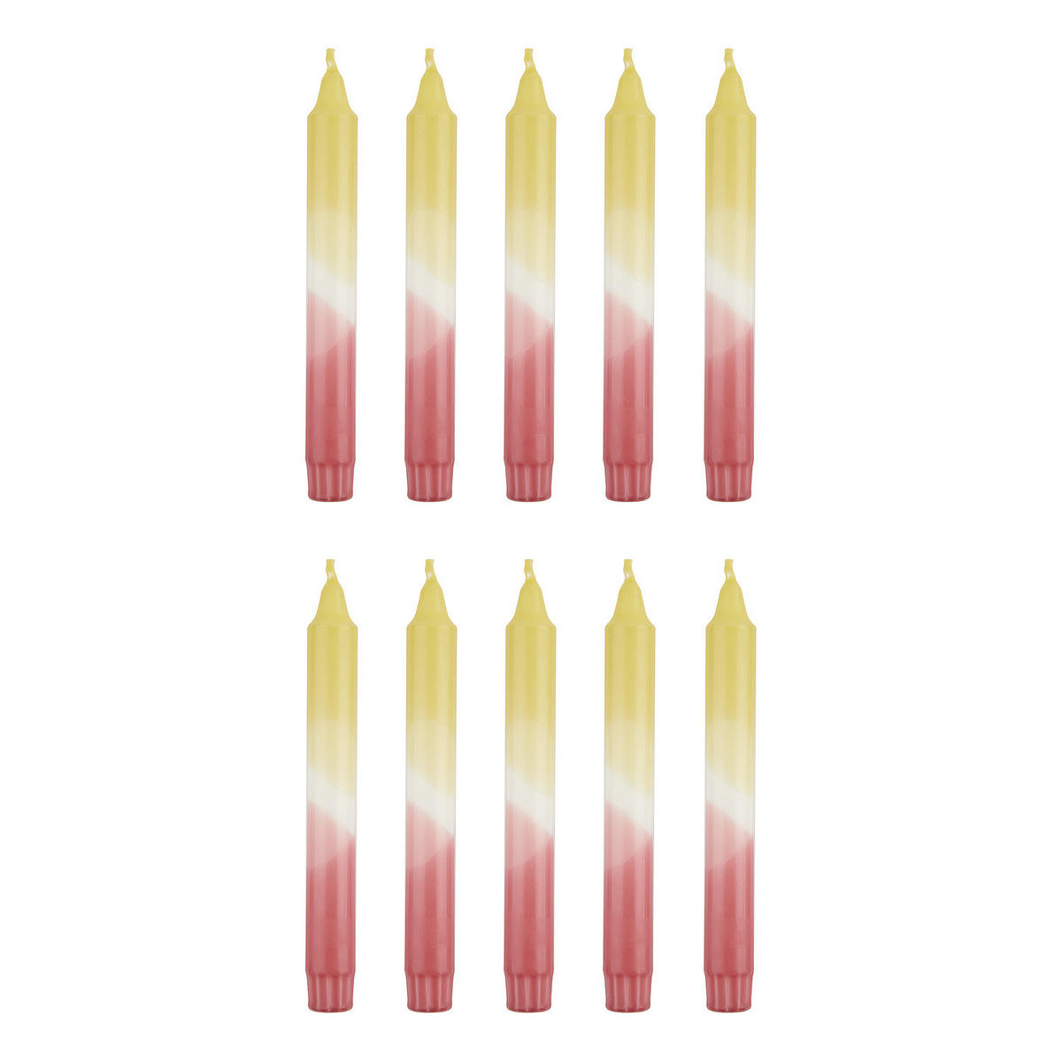 STABKERZE (10er Set) Dip-Dye - Pink/Gelb, Naturmaterialien (2/20/2cm) - Butlers