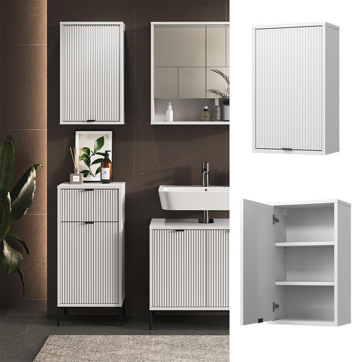 BADEZIMMER Eliza Weiß 40 x 65 cm mit eine Tür - Weiß, Holzwerkstoff (40/65/22.1cm) - Vicco