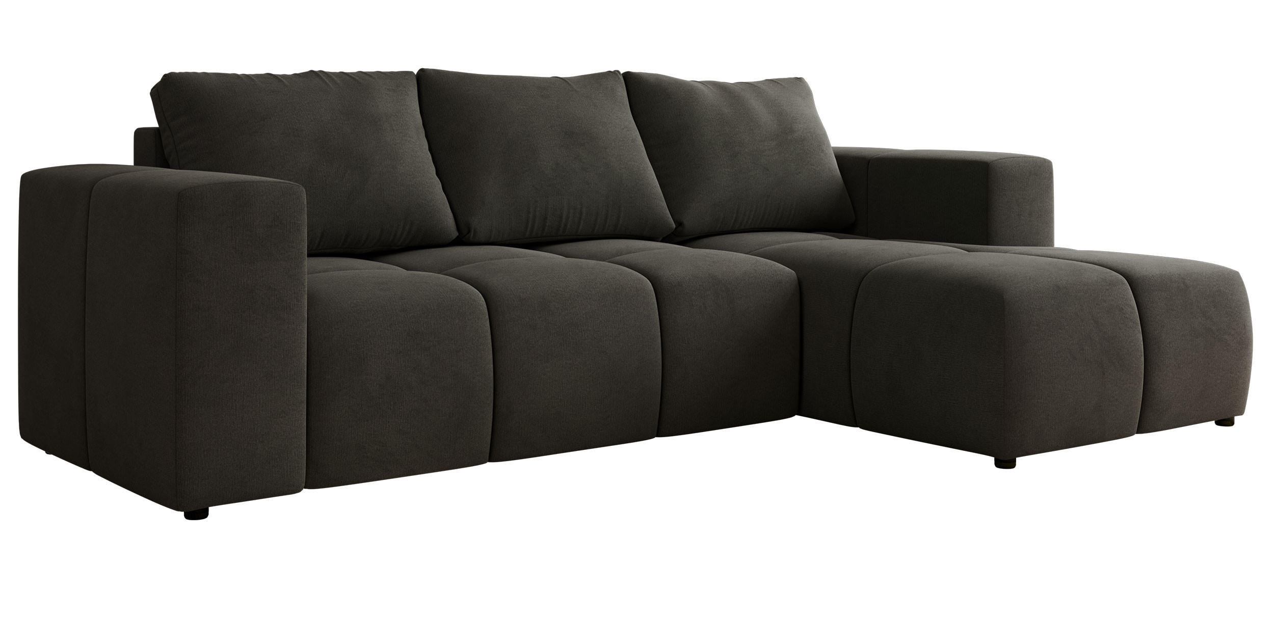 ROHOVÁ SEDAČKA MONIVA L - Tmavě šedá Samet - Pravá Strana - černá/tmavě šedá, textil/plast (266/164cm) - MKS