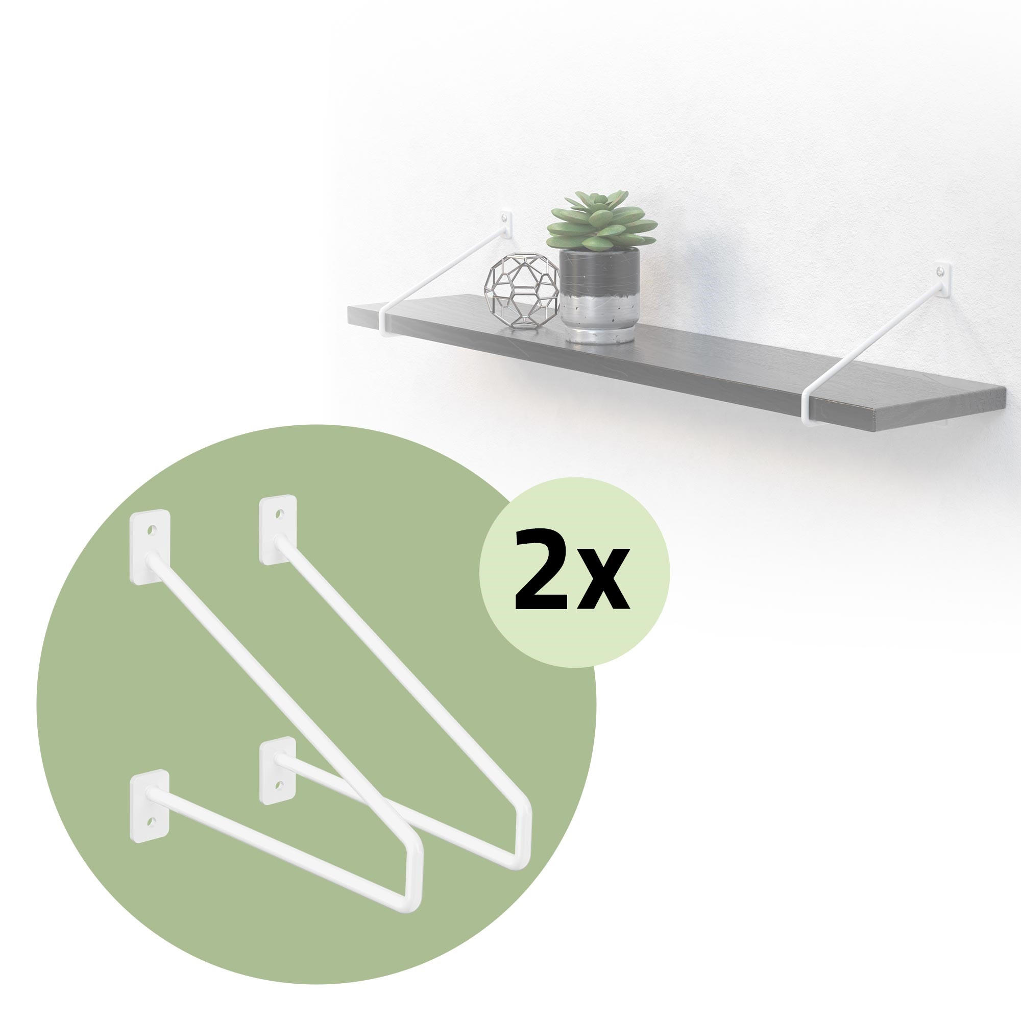 REGALHALTERUNG 2er Set 220mm Weiss - Weiß, Metall (18/2.3/22cm) - ML-DESIGN