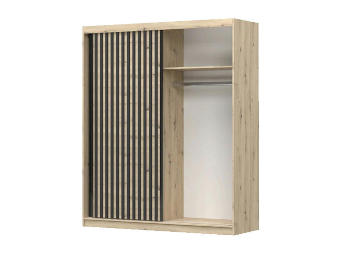 SCHIEBETÜRENSCHRANK - Vera 2D 183 - Eiche Artisan, Holzwerkstoff/Metall (183/218/61cm) - Möblo