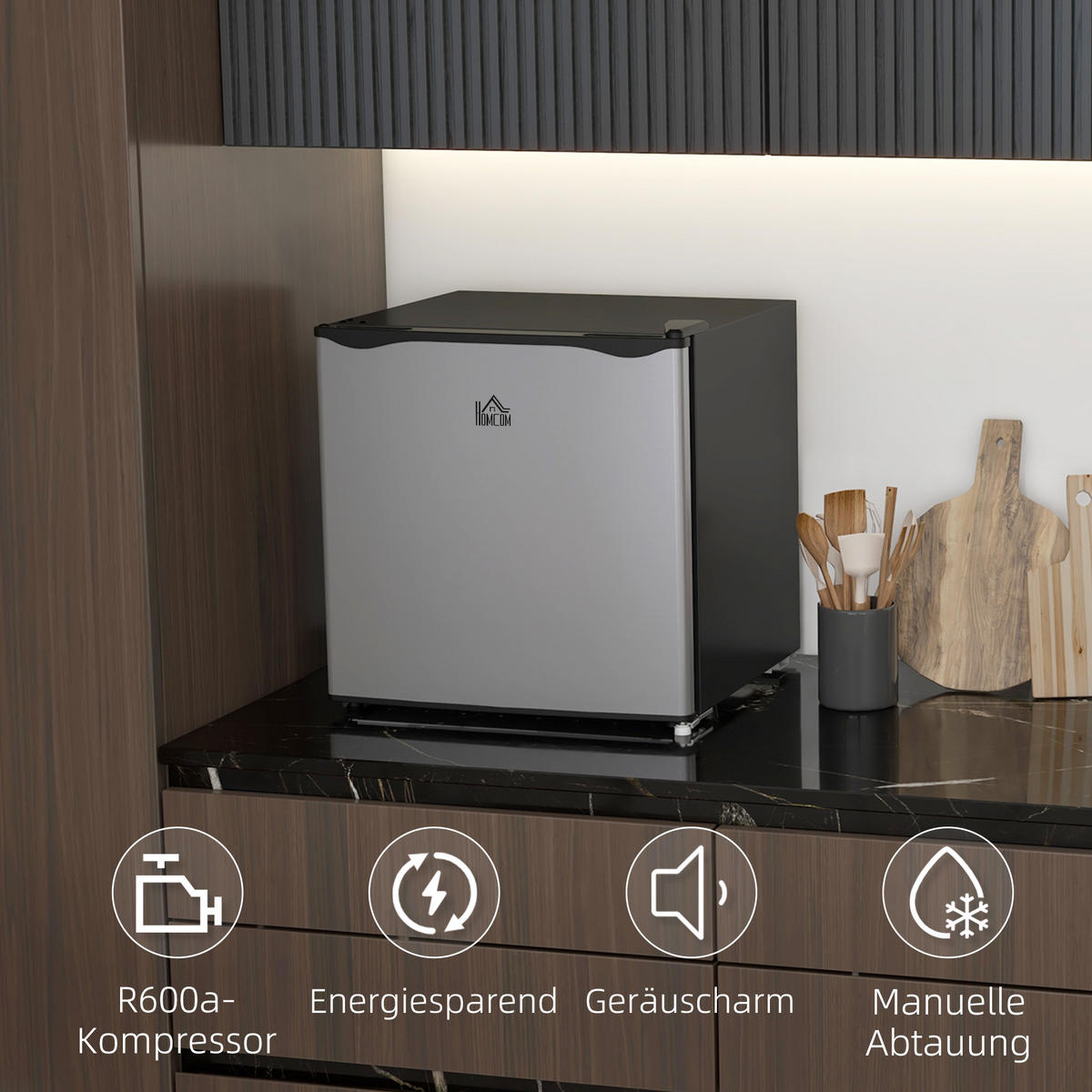 MINIKÜHLSCHRANK 35L Gefrierbox, -24~-14℃, 5-stufige Temperaturregelung - Silberfarben, Metall (44.2/48.8/47cm)
