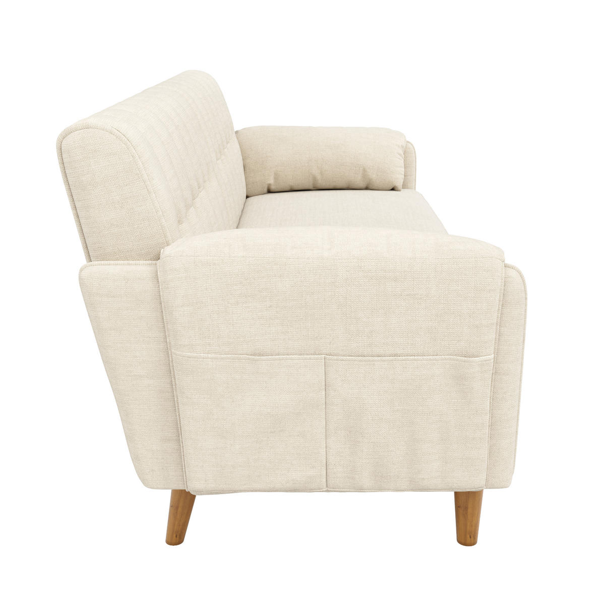 2-SITZER-SOFA Chenille mit Massivholzbeinen, DE-42464, Beige - Beige, Holzwerkstoff (161.5/83.5/79cm) - ComfortXL