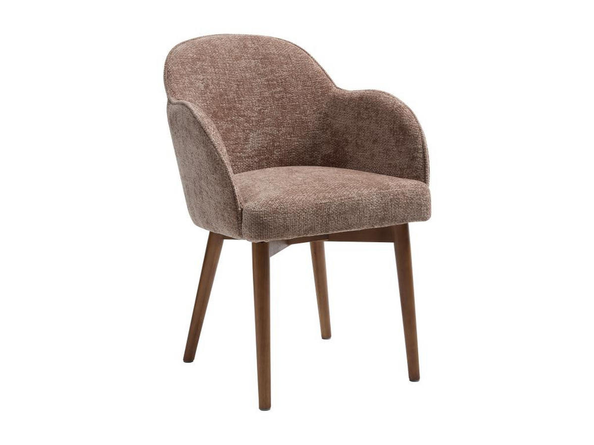 STUHL mit Armlehnen 6er-Set - Strukturstoff & Kautschukholz - Taupe - MODINIA - Braun, Textil (60/84/58cm) - Vente-Unique