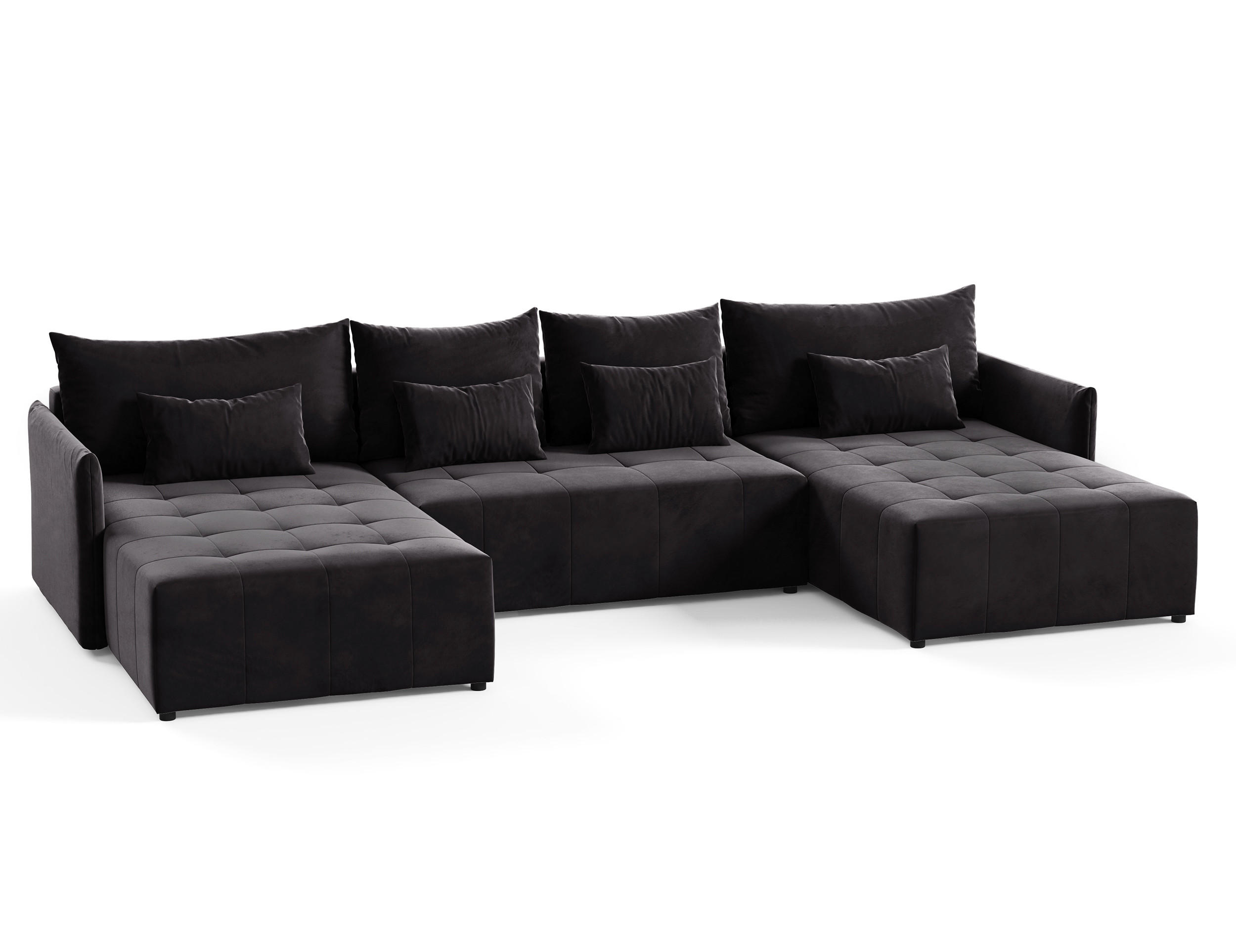 WOHNLANDSCHAFT Leno U - Schwarz, Holz/Textil (365/80/180cm) - Sofnet
