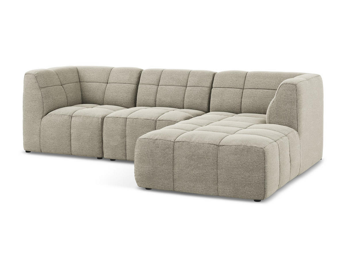 ECKSOFA Links Samt Stoff Blau - Türkis/Schwarz, Holzwerkstoff/Kunststoff (248/166cm) - Makamii