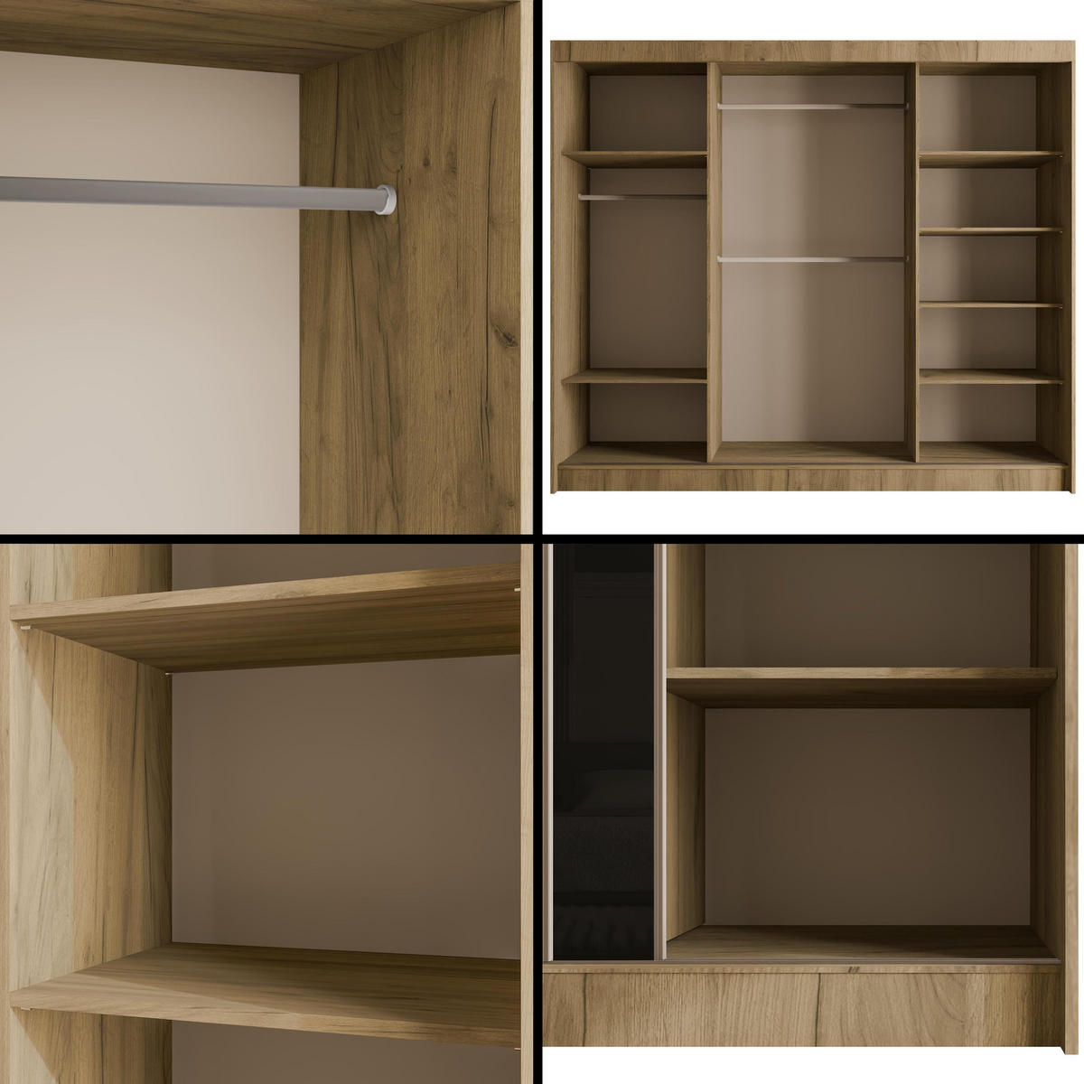 KLEIDERSCHRANK VESLI - 250 cm - Braun|Schwarz - Schwarz/Braun, Holzwerkstoff (250/215/61cm) - ALTDECOR