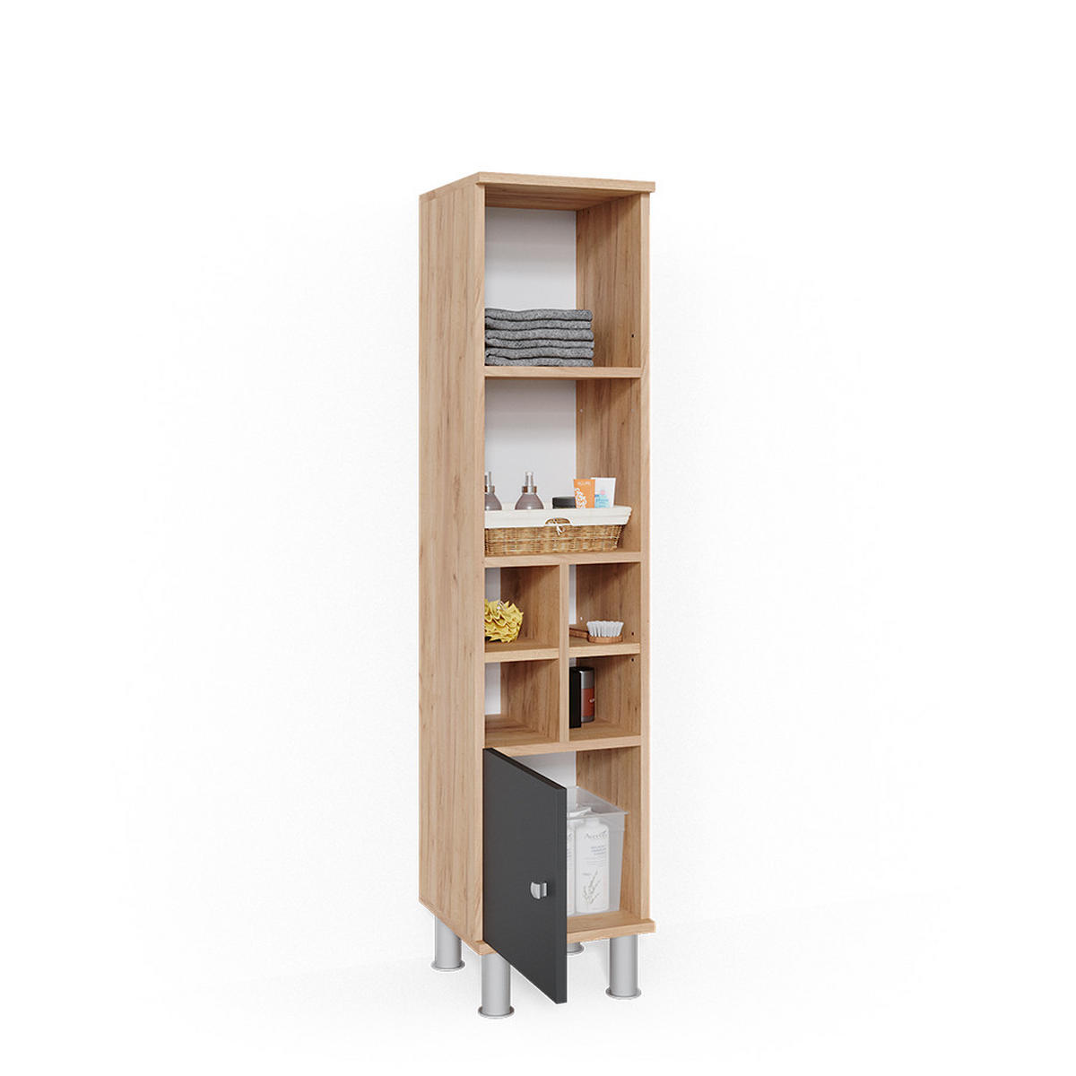 MIDISCHRANK Fynn Anthrazit 30 x 130.6 cm kleine Tür - Anthrazit, Holzwerkstoff (30/130.6/30cm) - Vicco