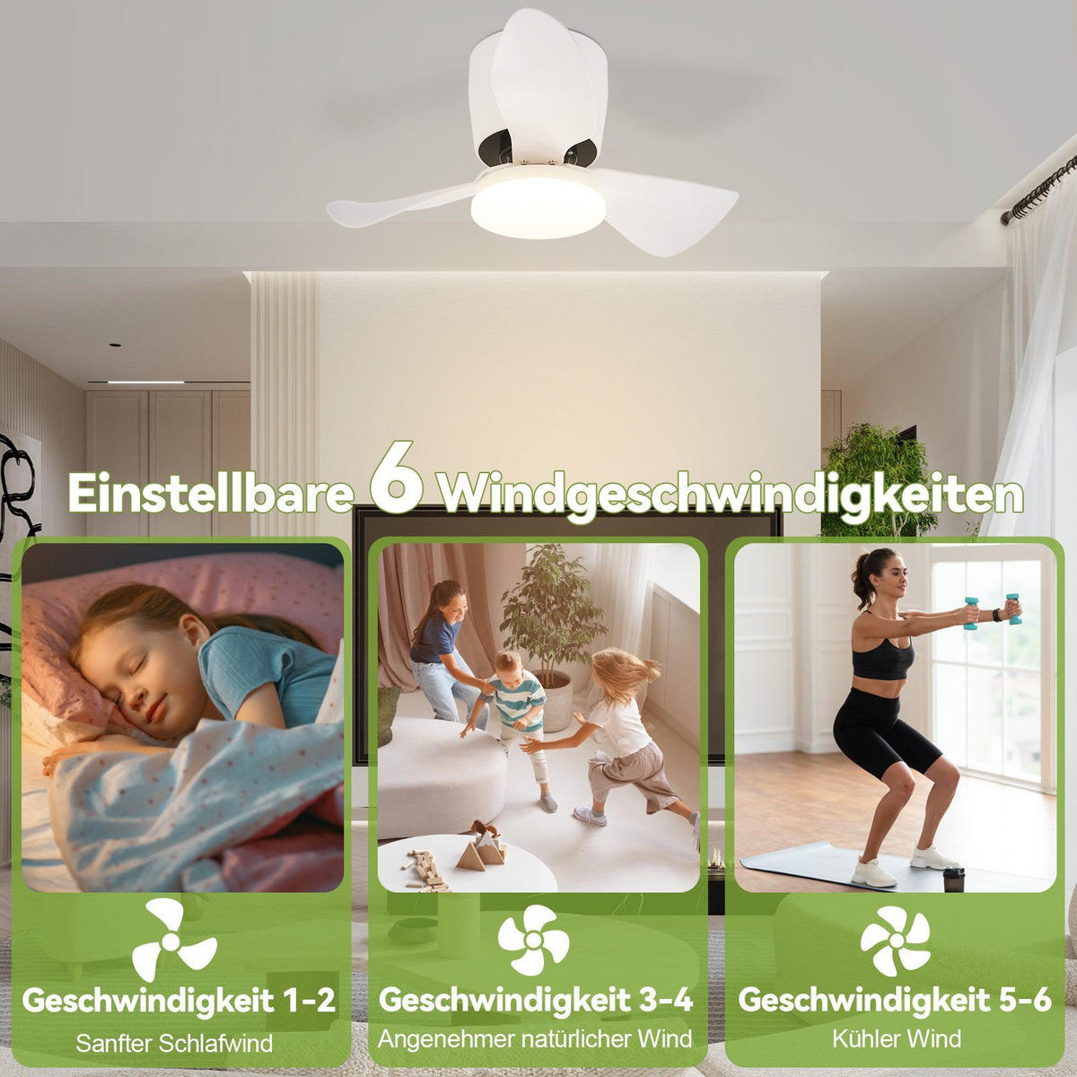 DECKENVENTILATOR Erfurt II 70/70/25cm - Weiß, Kunststoff (70/70/25cm) - Nettlife